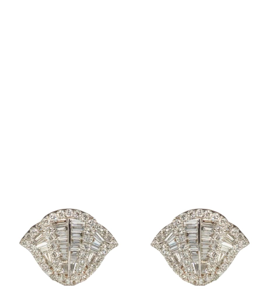 White Gold and Diamond Flamenco Stud Earrings WHITE GOLD Image 1