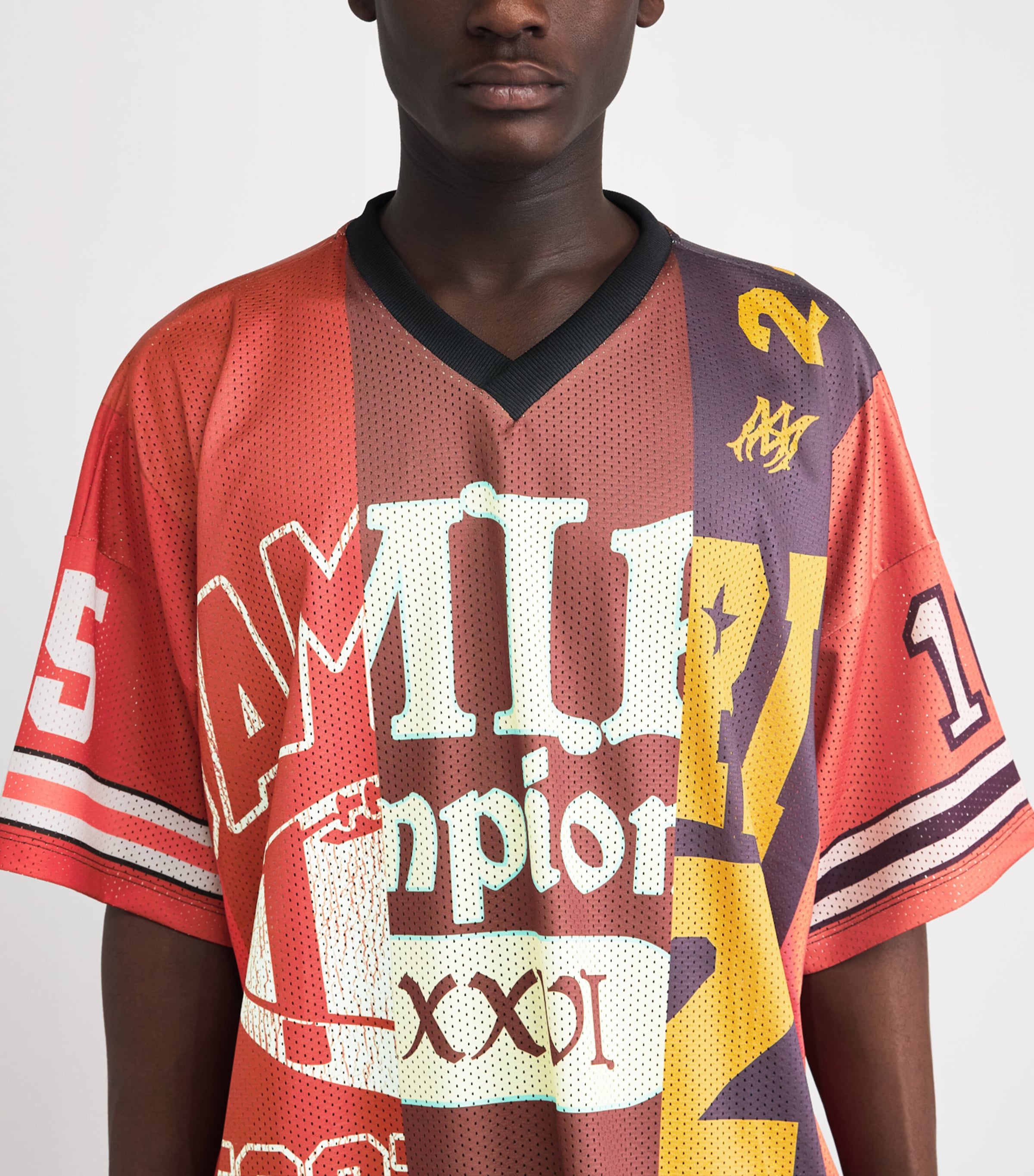 AMIRI Red Mesh Spliced Oversized T-Shirt | Harrods UK