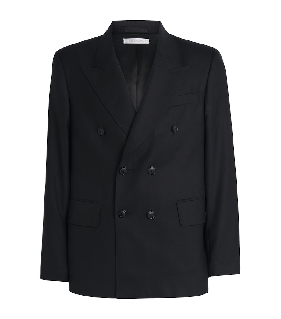 Wool Unconstructed Blazer BLACK PANAMA WOOL Image 1