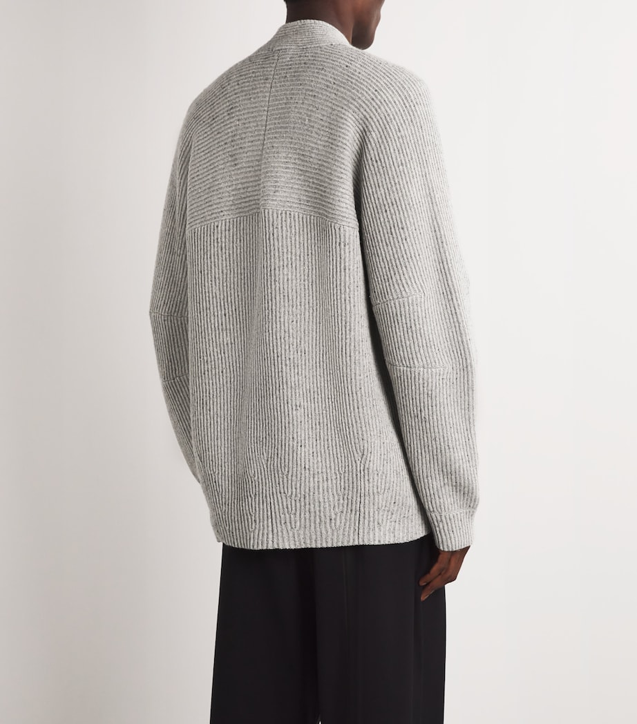 MORDECAI Mens Wool-Blend Oversized Cardigan Melange Image 4