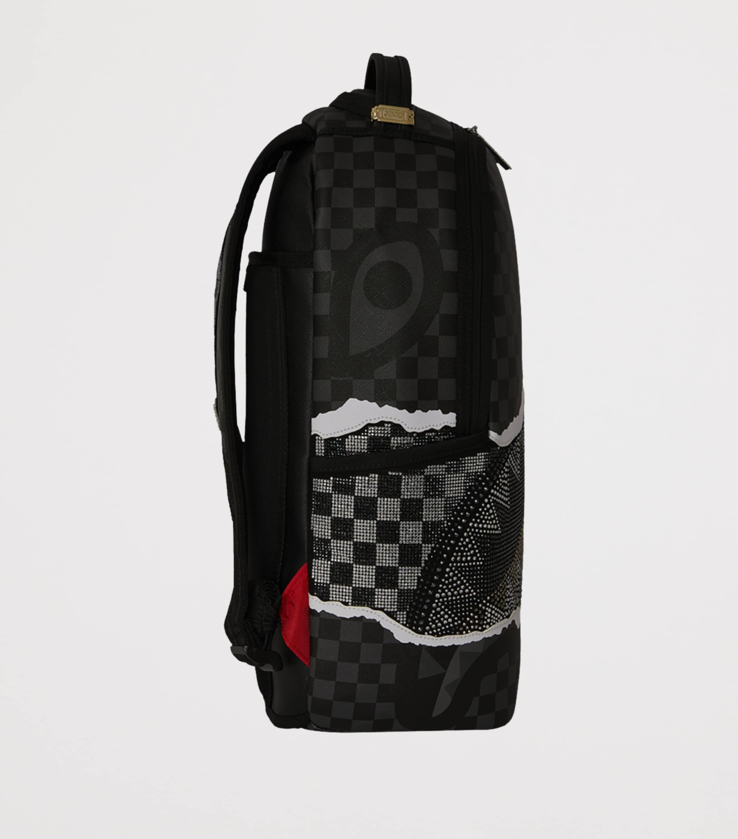 Sprayground Gold Crystal-Embellished Check Backpack | Harrods US