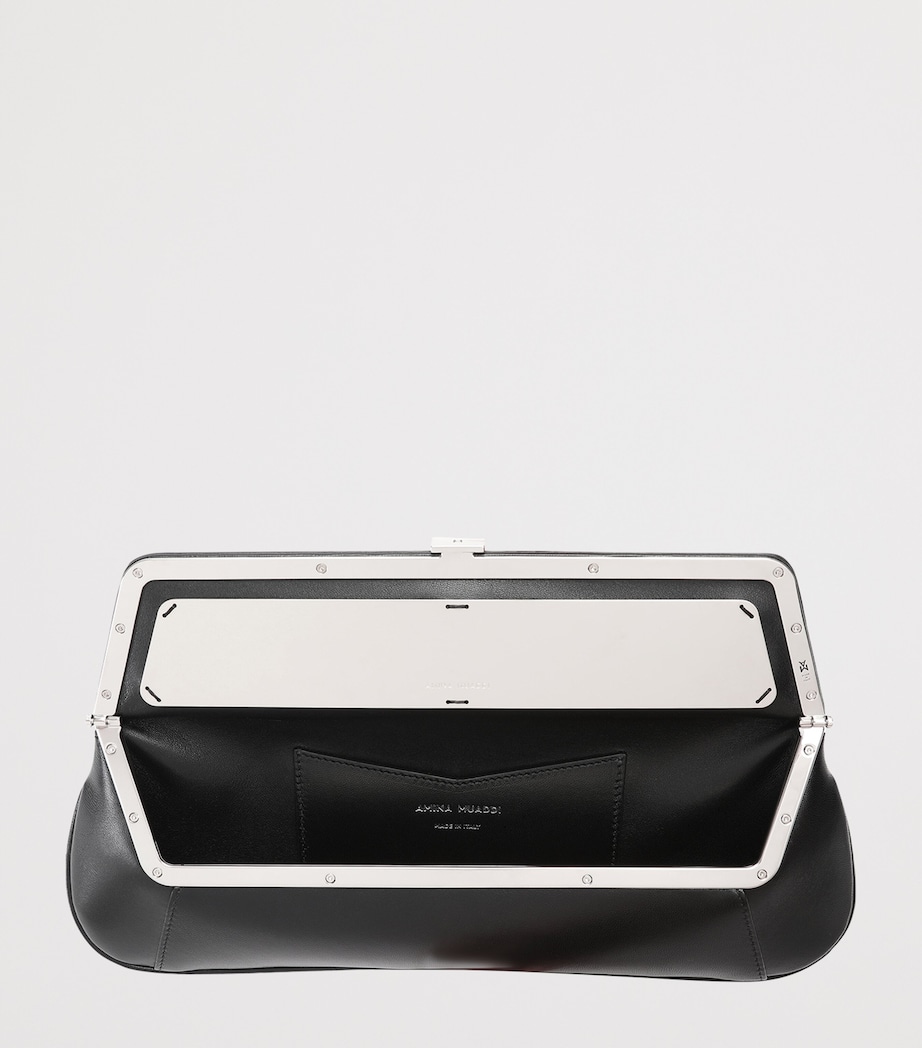 Amina Muaddi Leather Ami Clutch Bag Black Image 3