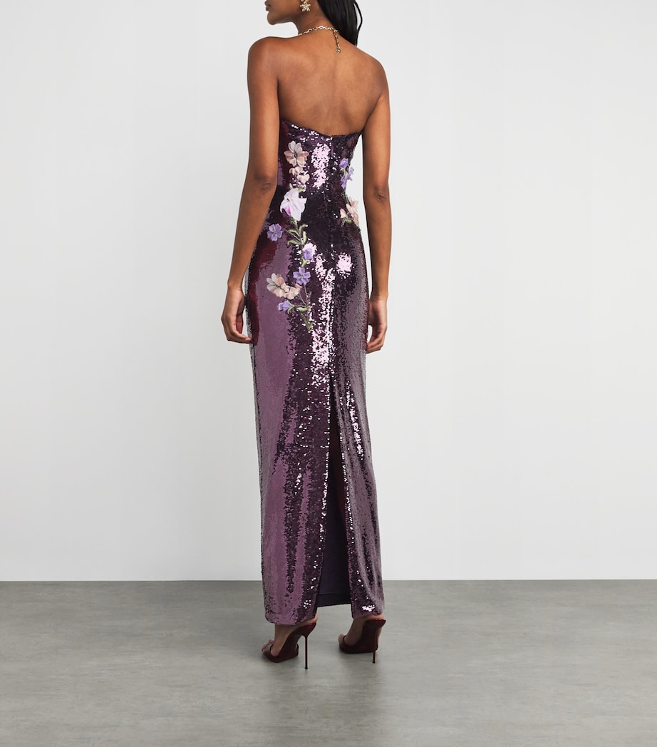 Sequin Floral Column Gown 230-FLORALEMBRSEQUIN Image 3