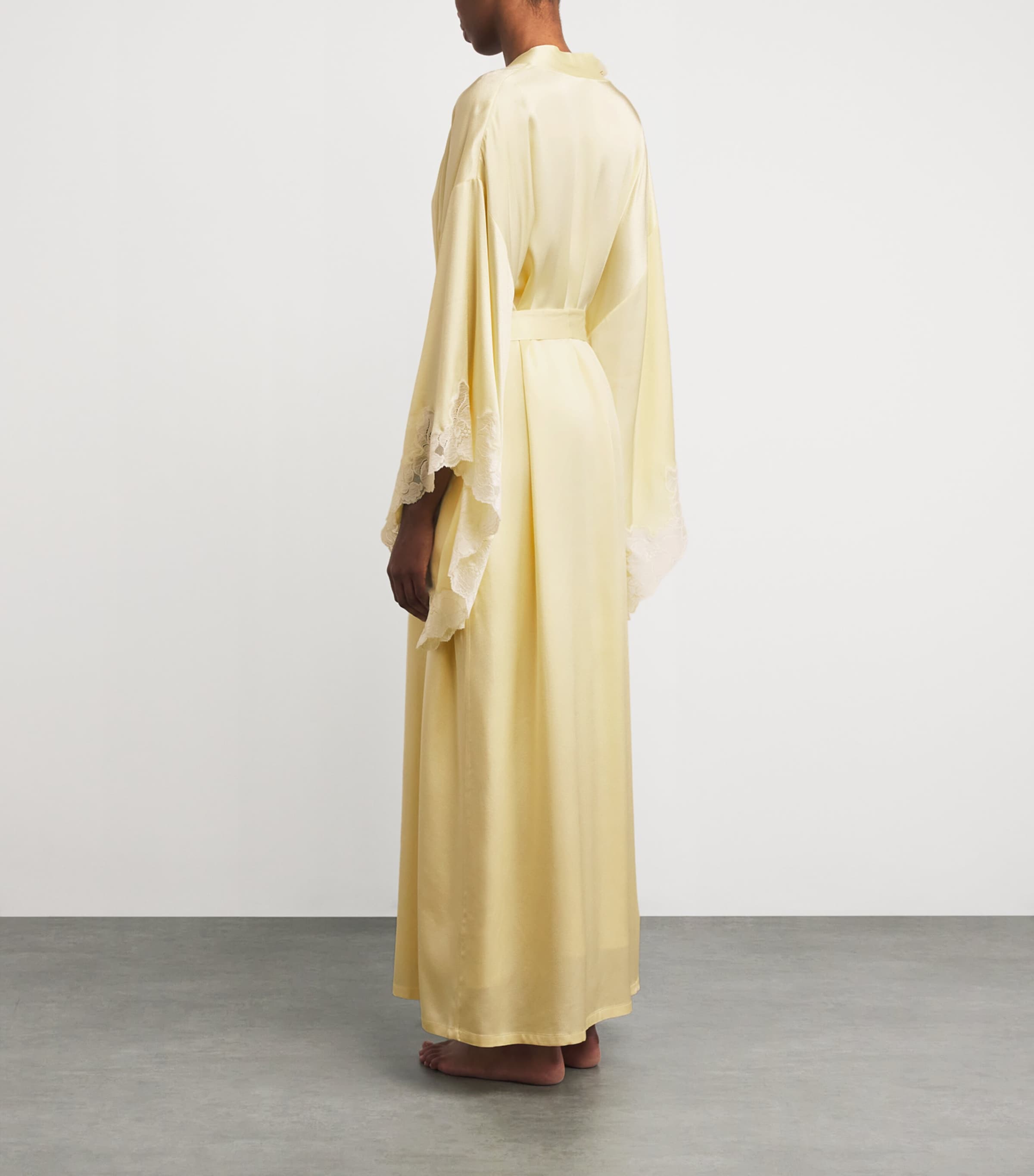 Satin Lace-Trim Heidi Robe (XS/S) BUTTER YELLOW Image 3