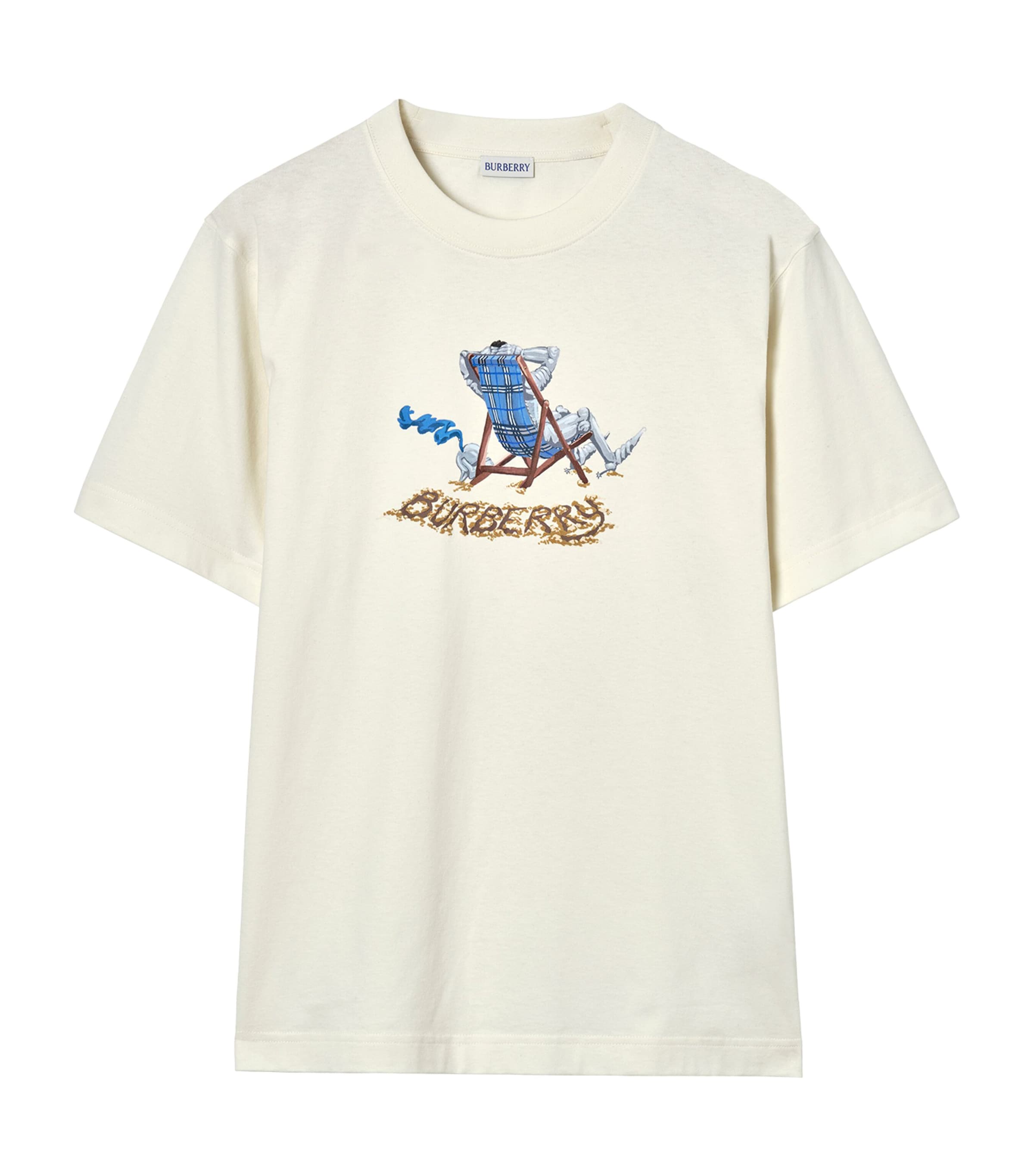 Burberry Mens Cotton Beach Knight T-Shirt Chalk Image 1