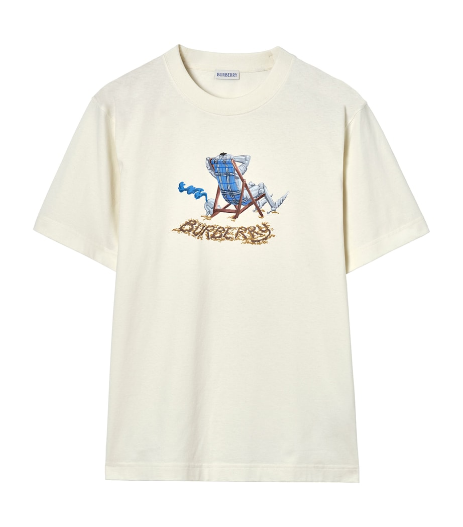 Burberry Mens Cotton Beach Knight T-Shirt Chalk Image 1