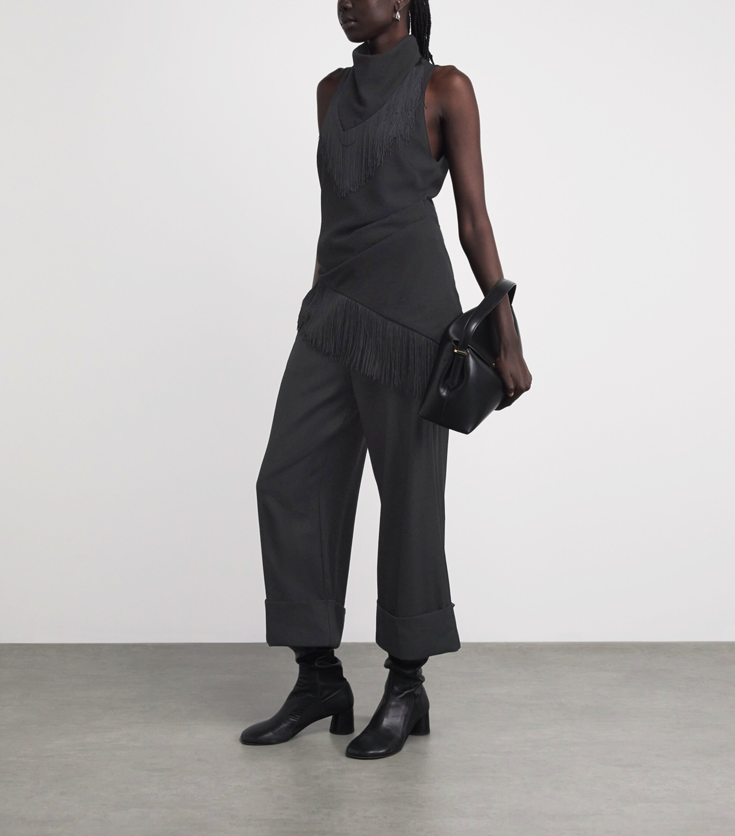 CAMILLA AND MARC Womens Wool Cropped Caius Manstyle Trousers Dblk Black Image 2