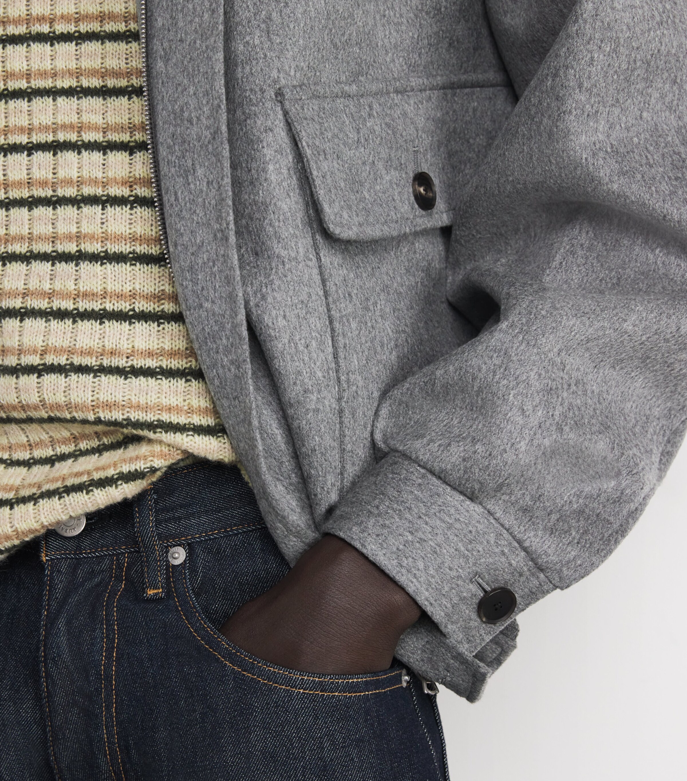 Cashmere Bomber Jacket TOP GRAY Image 6