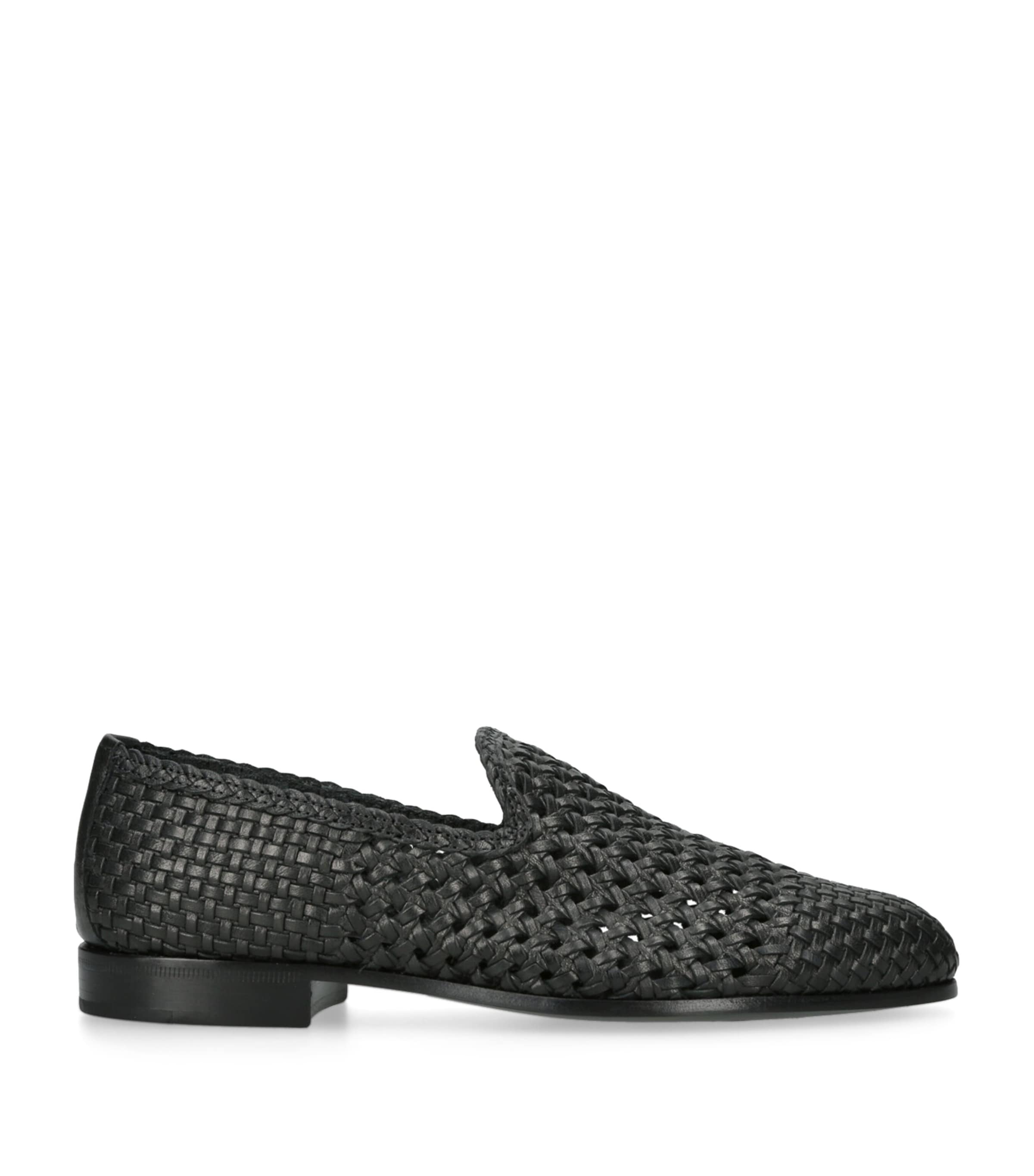 The Row Davis Woven Leather Ballerina Loafers In Black
