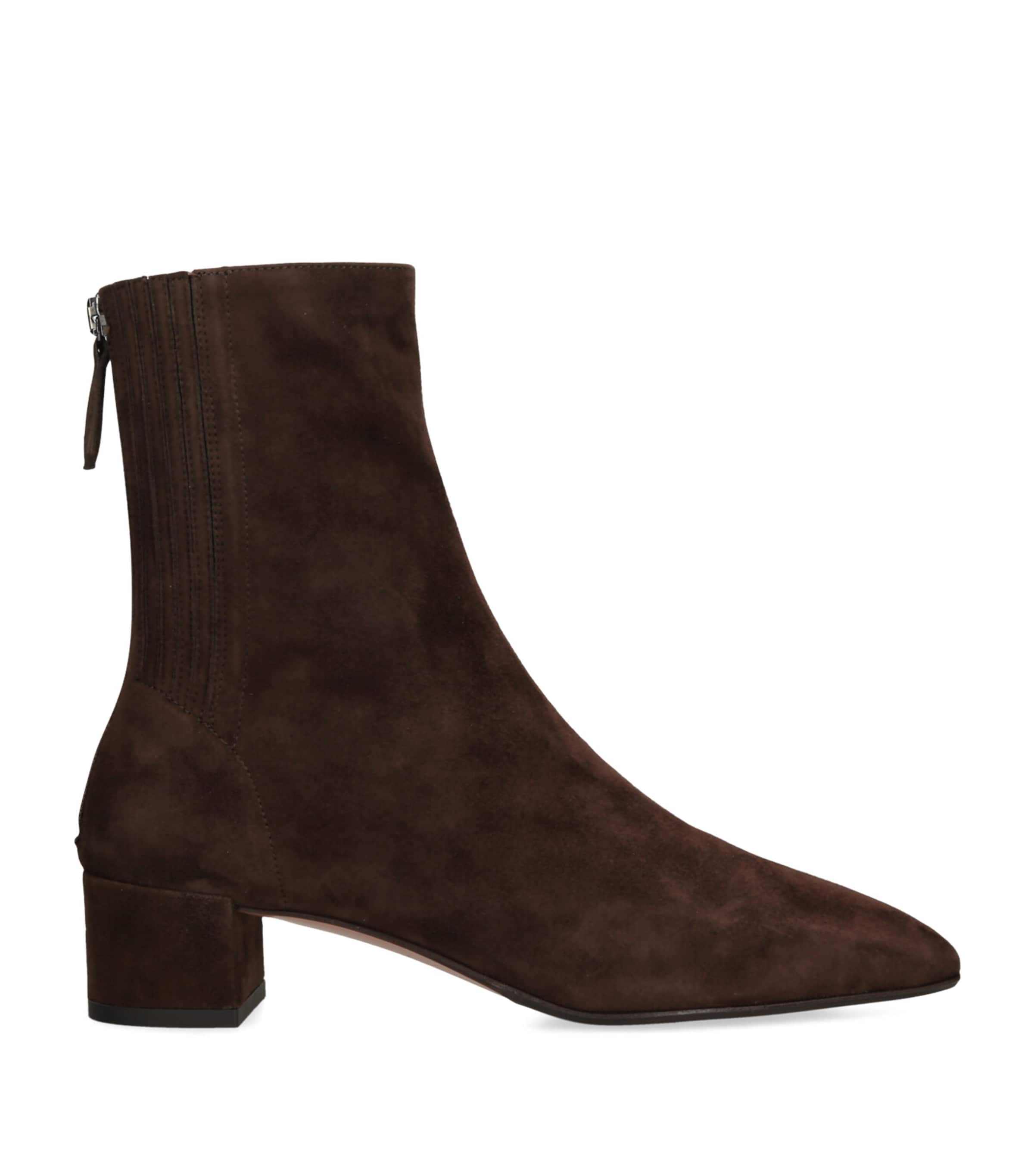 Aquazzura Suede Saint Honor Ankle Boots 35 In Brown