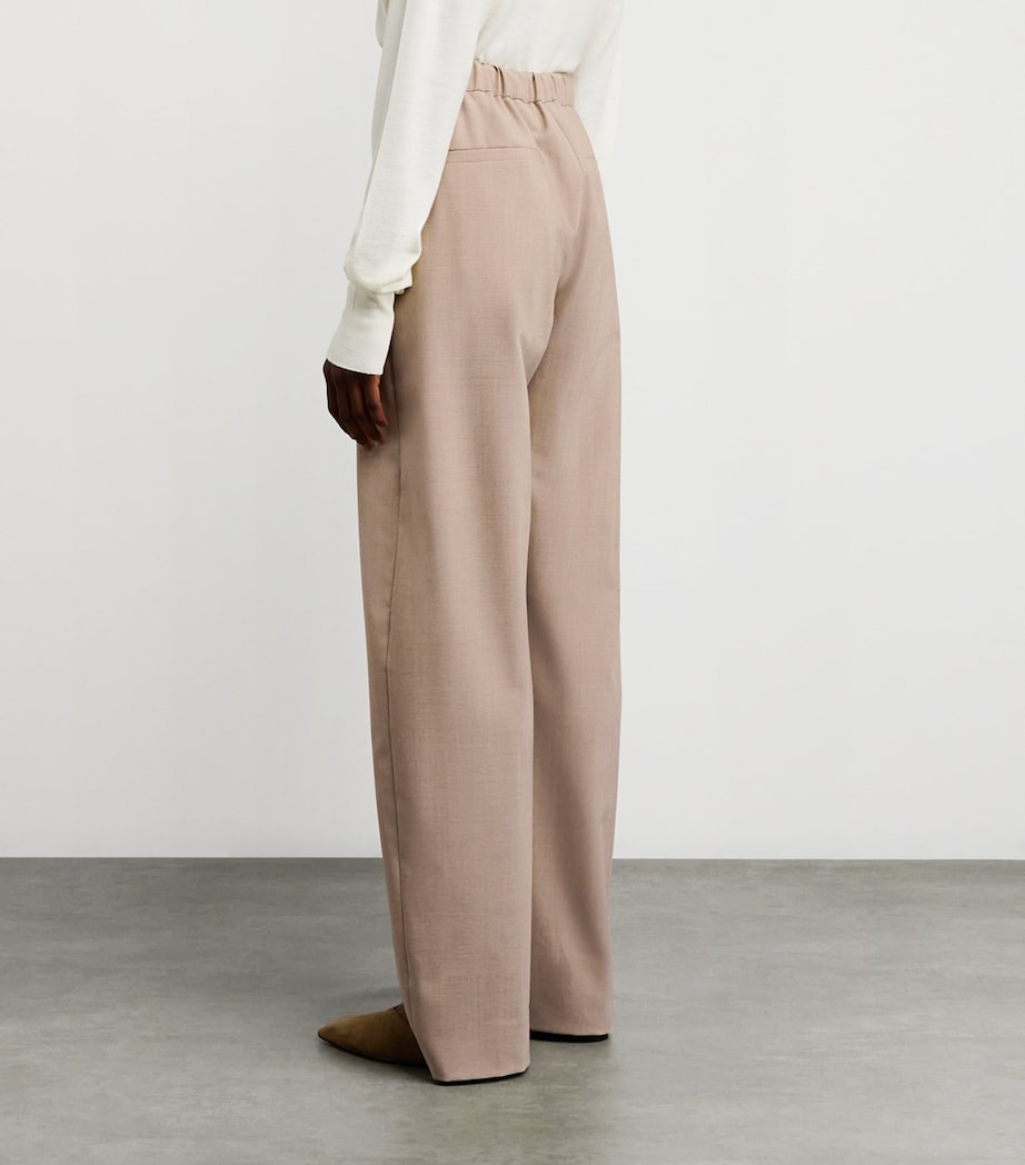 Virgin Wool Wide-Leg Trousers 001 BEIGE SHADED Image 4