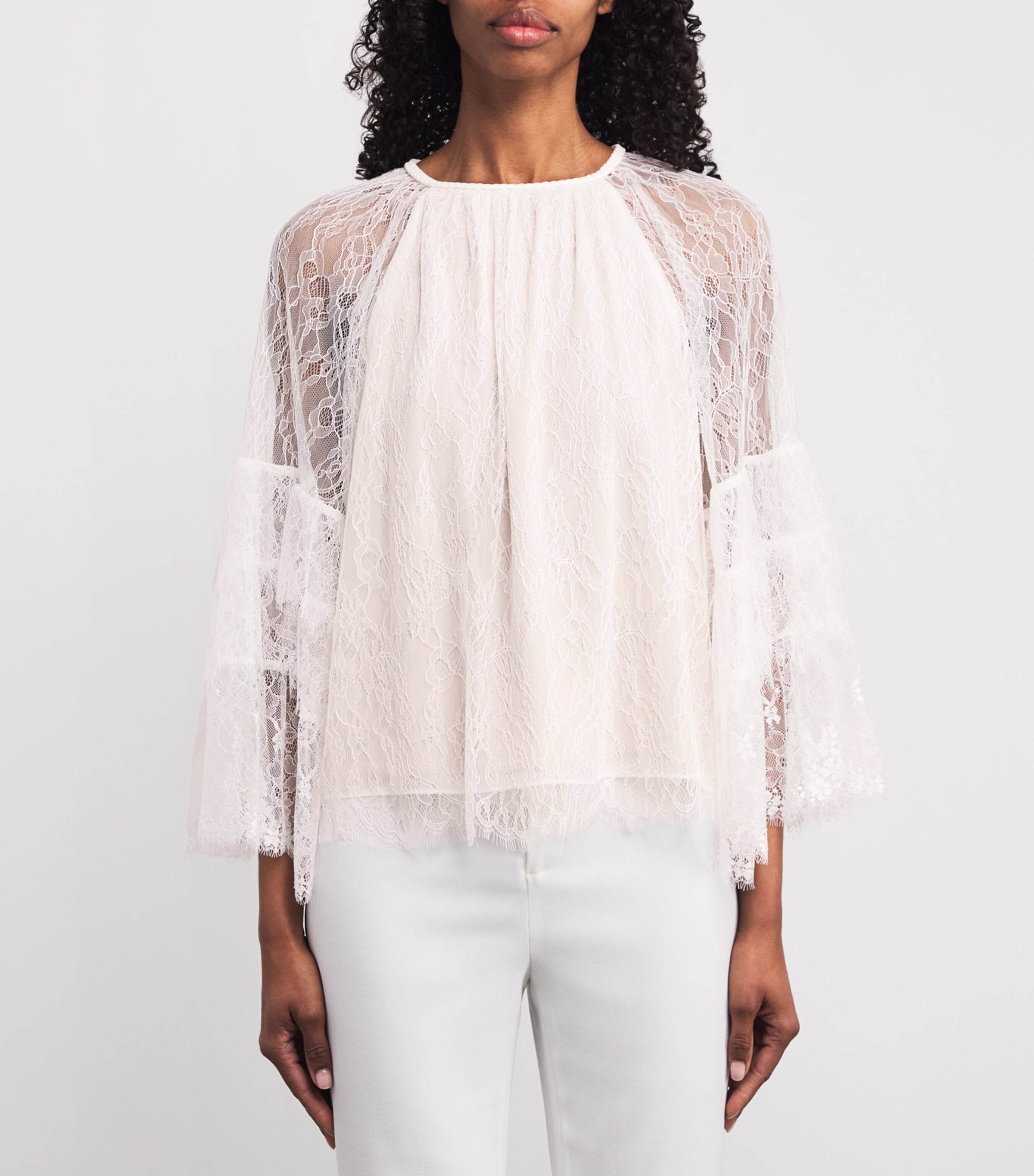 Alice+Olivia Womens Lace Delia Top Off White Image 3