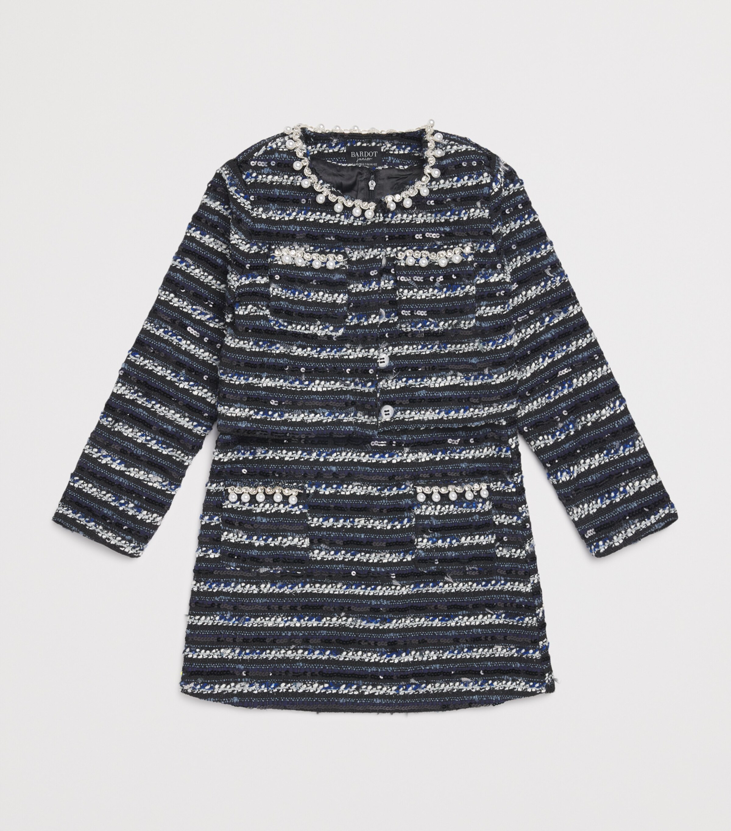 Bardot Junior Bouclé Embellished Lana Blazer (12-14 Years) Navy/black Image 3
