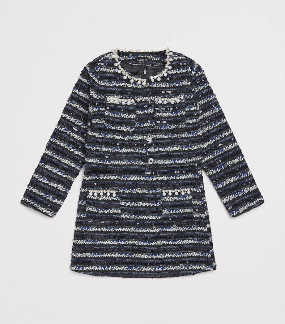 Bardot Junior Bouclé Embellished Lana Blazer (12-14 Years) Navy/black Image 3