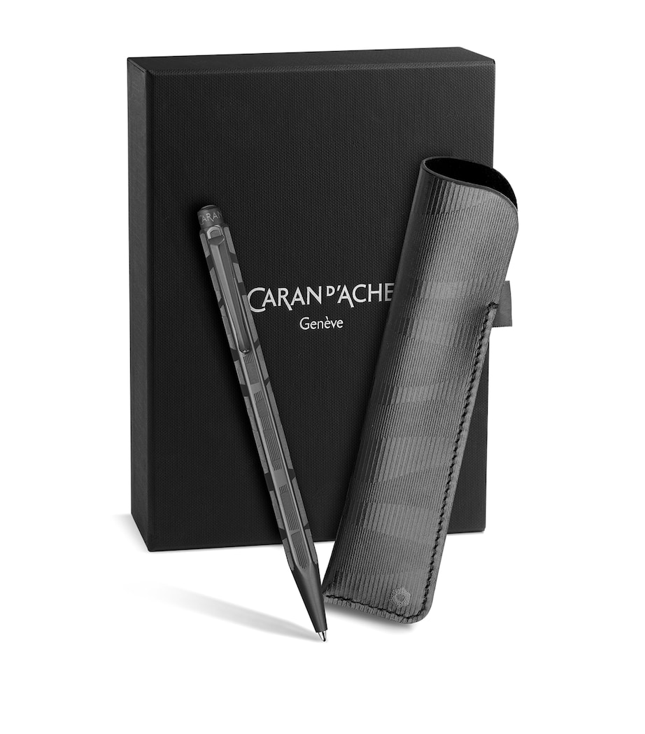 Caran d'Ache Special Edition Ecridor Ballpoint Pen and Leather Case Black Image 1