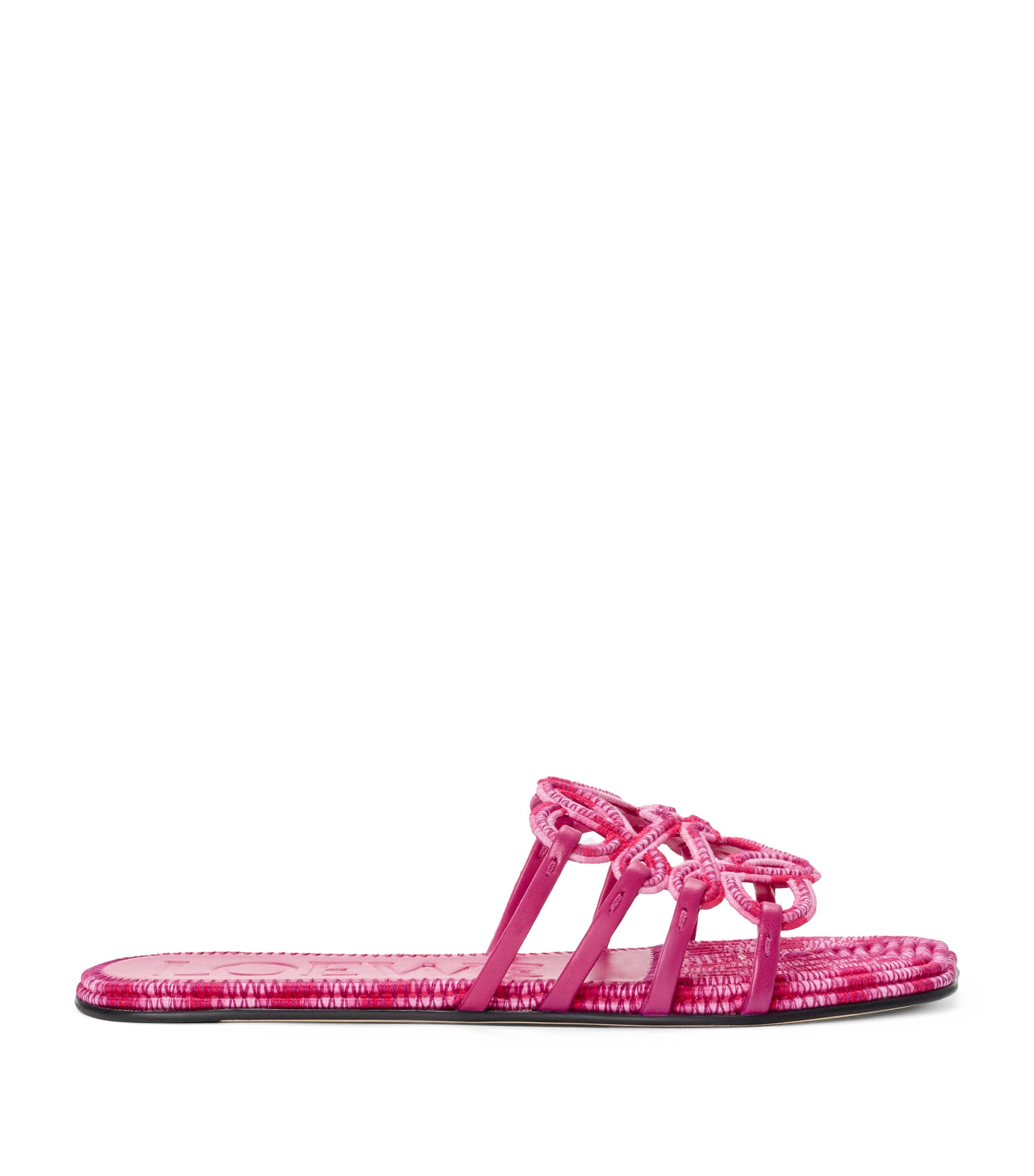 LOEWE x Paula's Ibiza Leather Embroidered Petal Anagram Slides Orchid Image 1