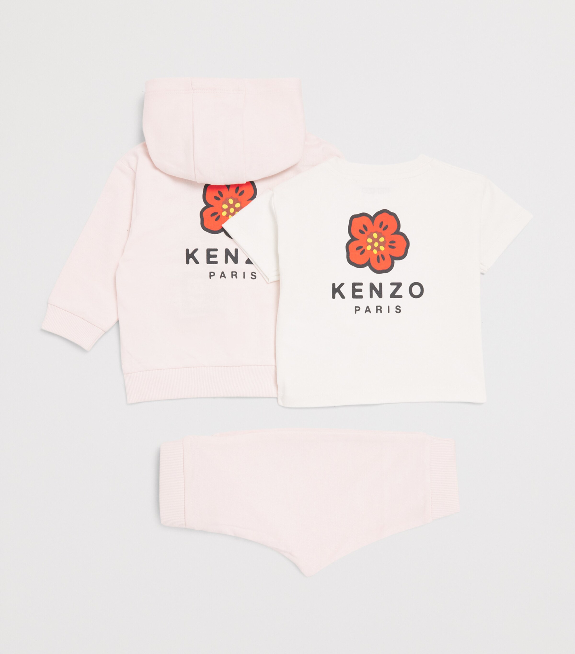 Kenzo Kids Cotton Flower Hoodie, T-Shirt and Sweatpants Set (6-36 Months) Image 2