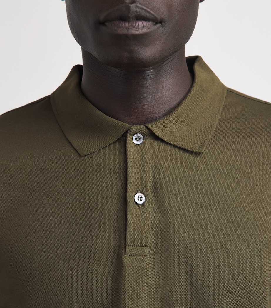 Sunspel Mens Supima Cotton Polo Shirt Loden Green Image 3