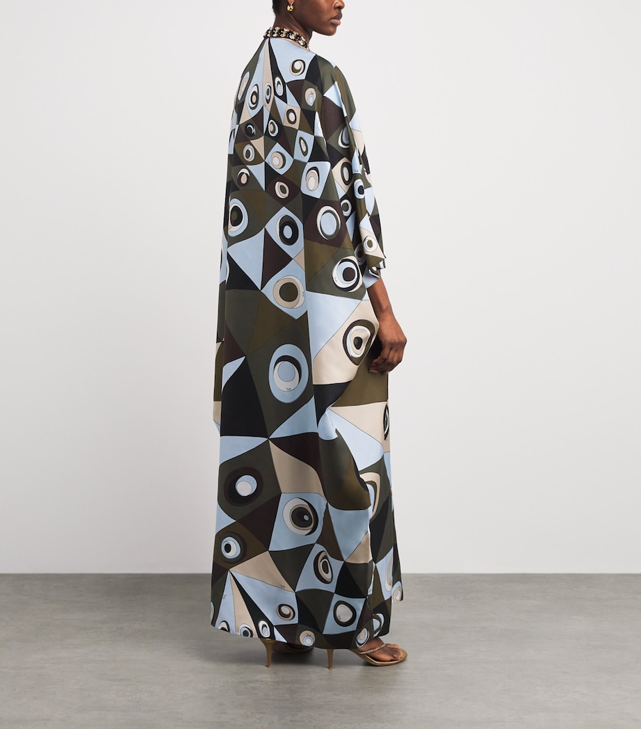 Silk Embellished Occhi Kaftan KHAKI BLUE048 Image 4