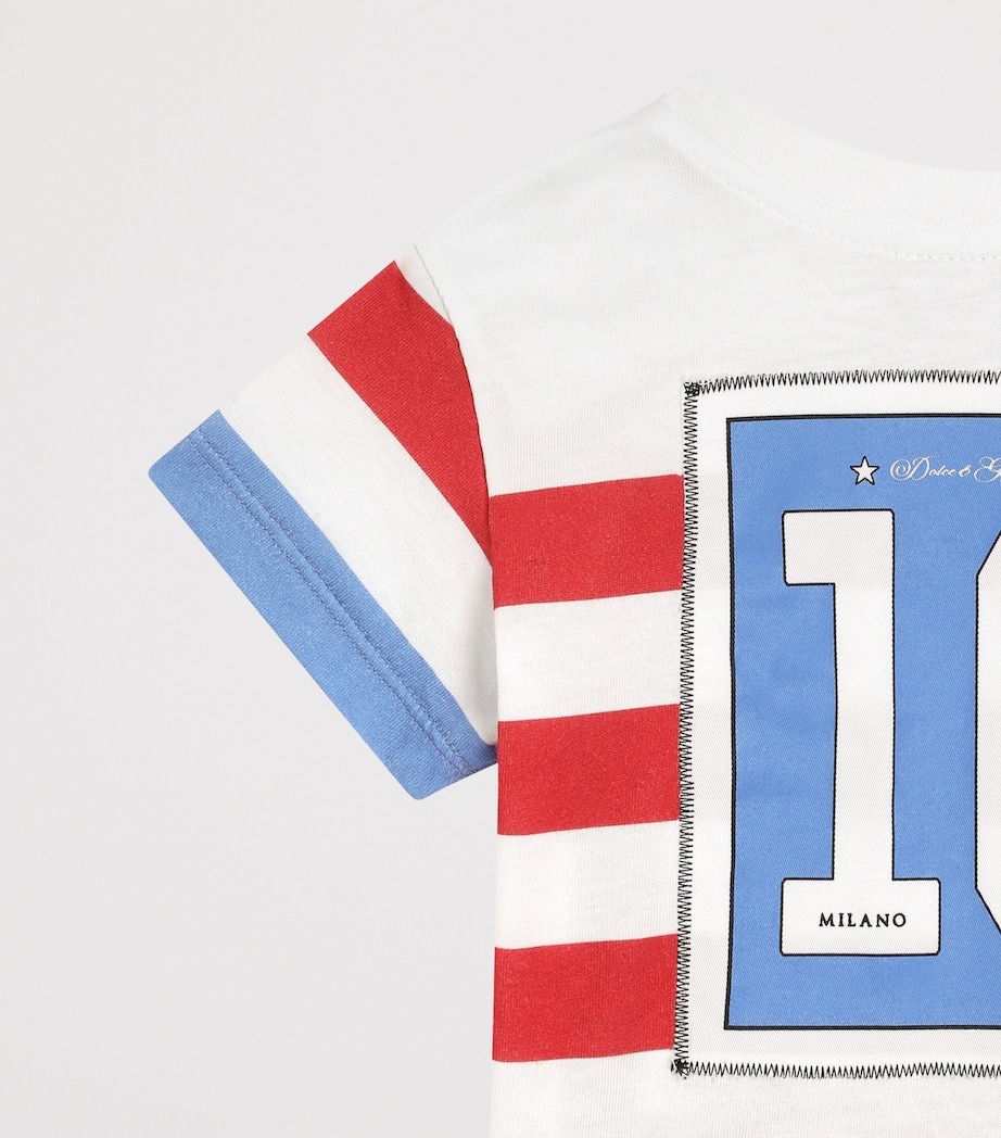 Dolce&Gabbana Kids Cotton Graphic T-Shirt (3-30 Months) Righe Bco/ross Image 4