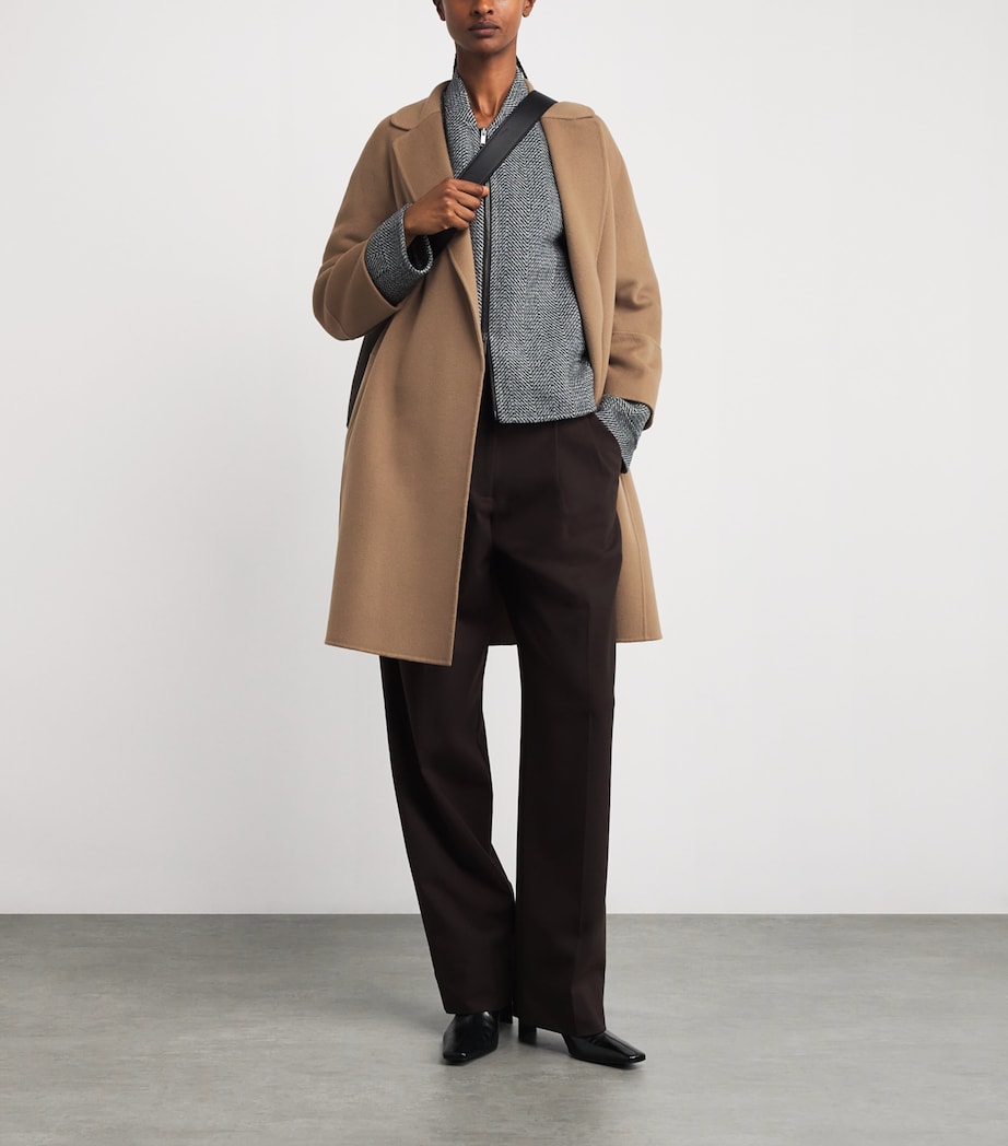 Virgin Wool Short Wrap Coat CAMEL Image 2