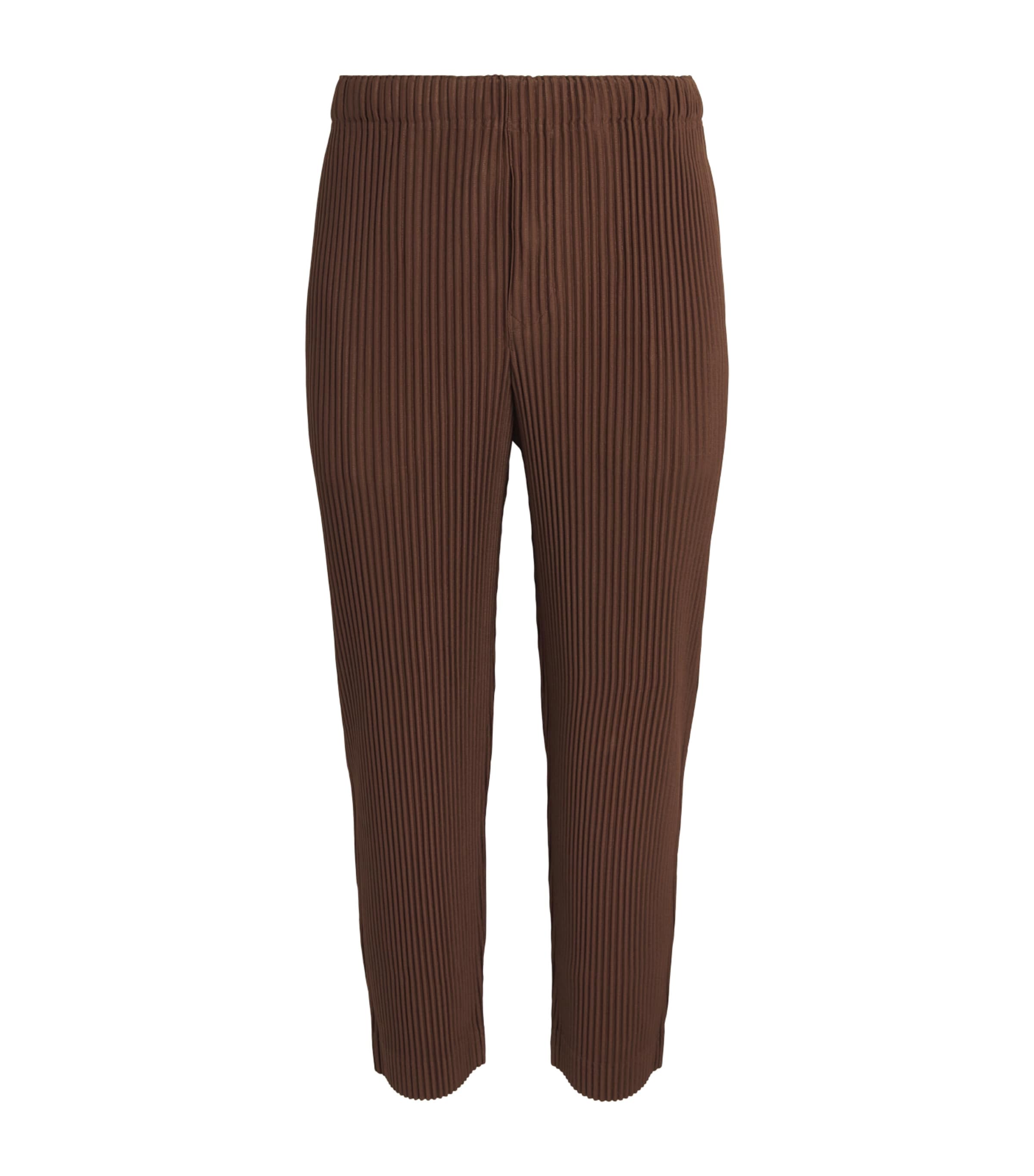 Homme Plissé Issey Miyake Mens Pleated Straight Trousers Anchor Brown Image 1