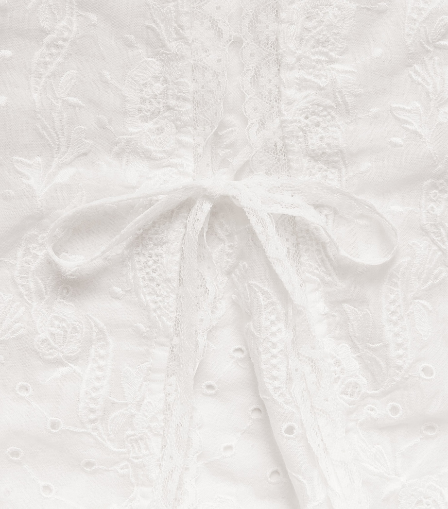 Alice+Olivia Womens Cotton Embroidered Amal Blouse Off White Image 6