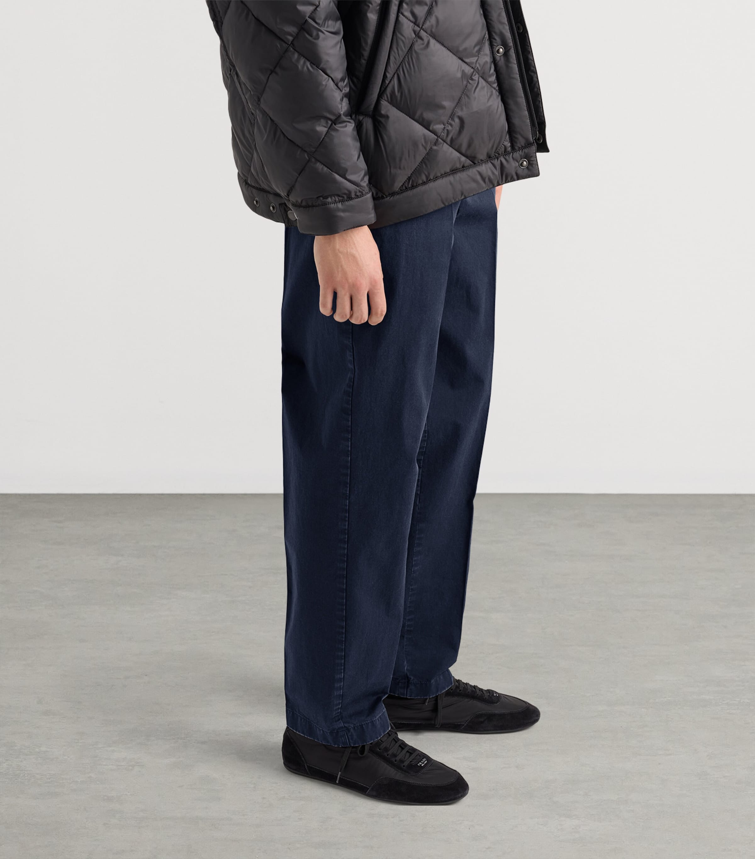 Prada Mens Garment-Dyed Cotton Trousers Blue Image 3