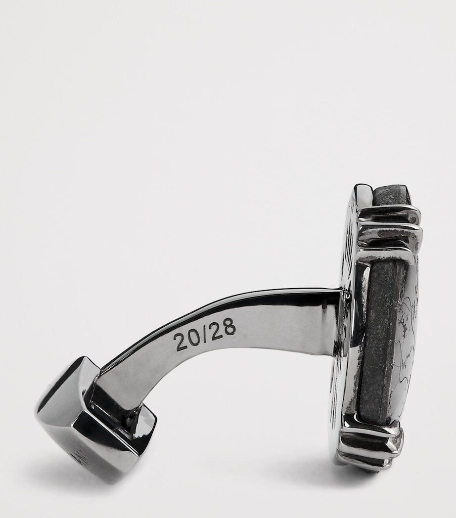 Sterling Silver and Pyritised Ammonite Cufflinks BLUE Image 4