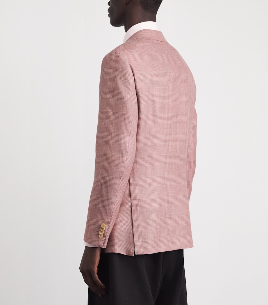 Brioni Mens Wool-Silk-Linen Check Blazer Image 5