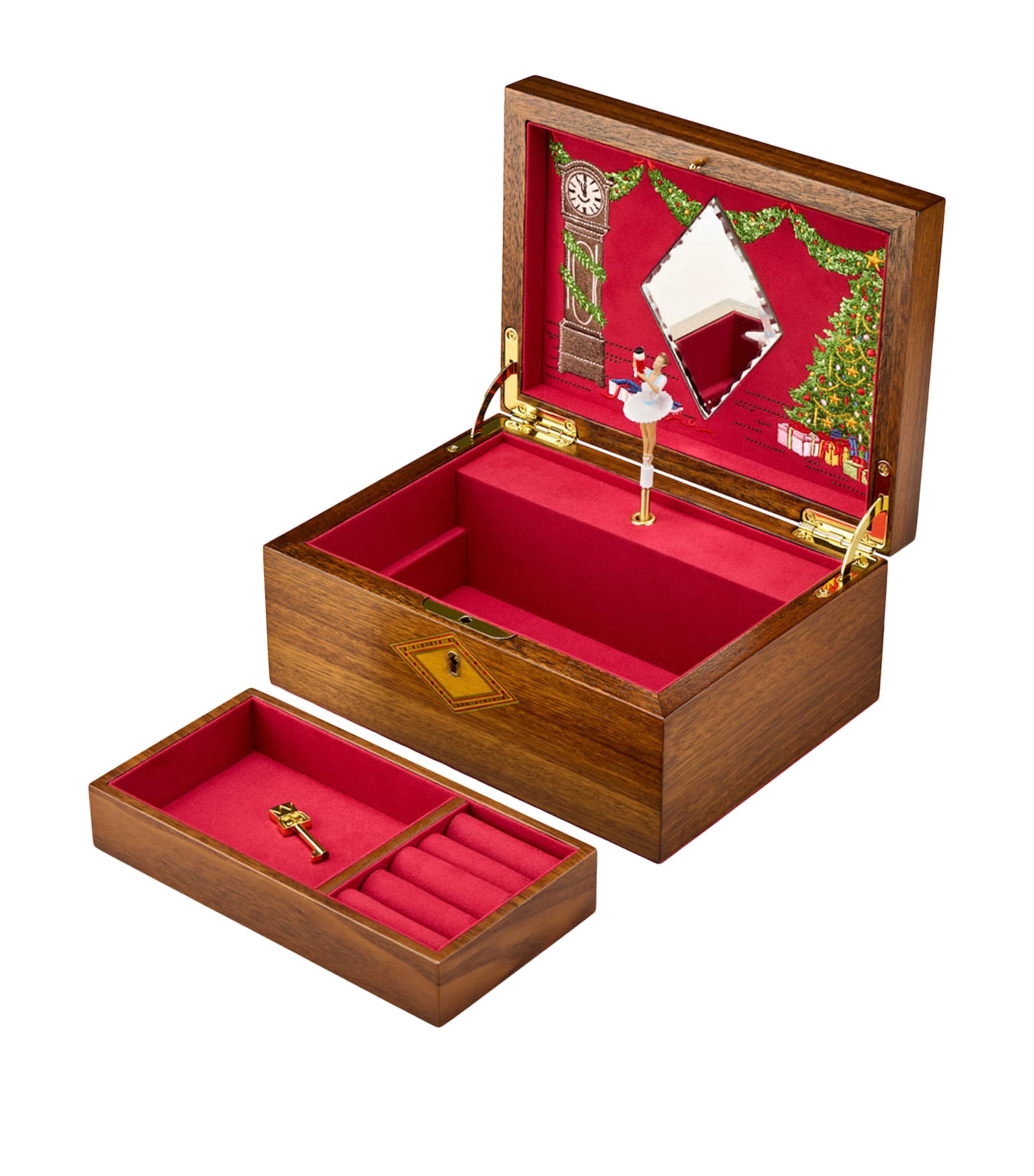 WOLF Nutcracker Musical Jewellery Box Walnut Wood Image 7