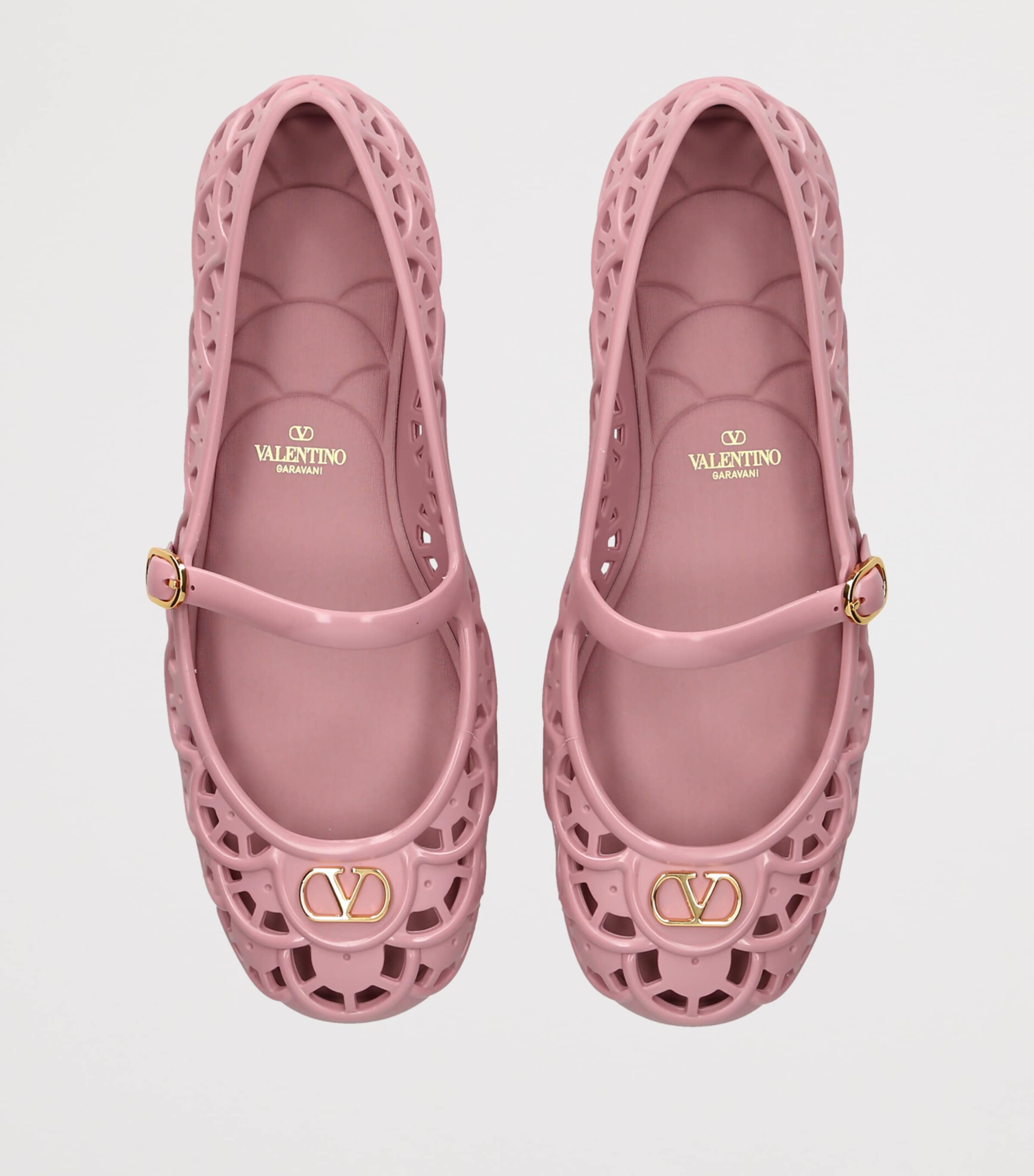 Valentino Garavani Open-Work VLogo Ballet Flats Pink Image 4