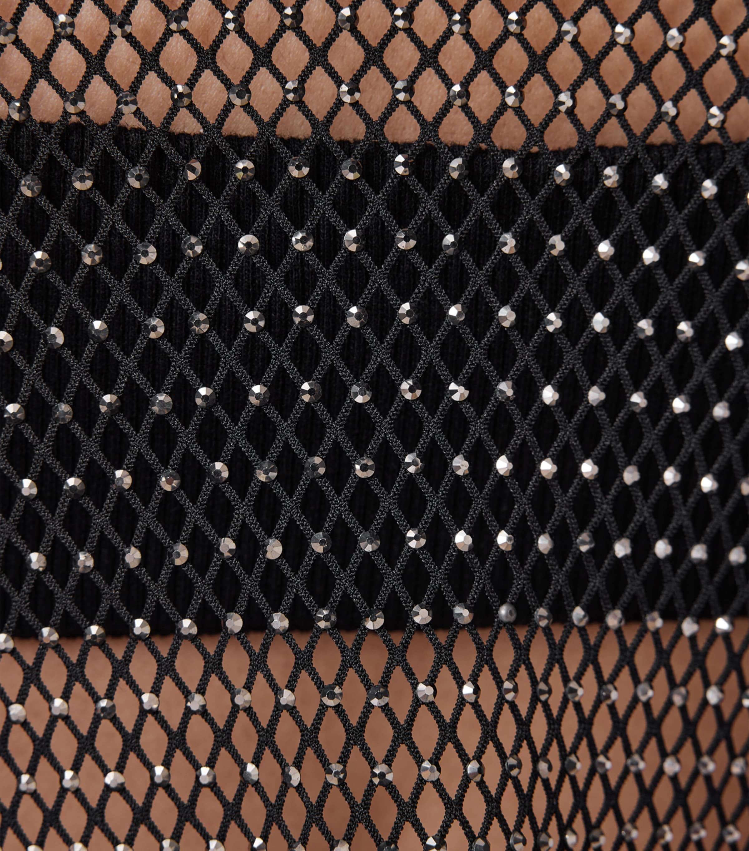 Mesh Embellished Calytrix Crop Top BLACK Image 7