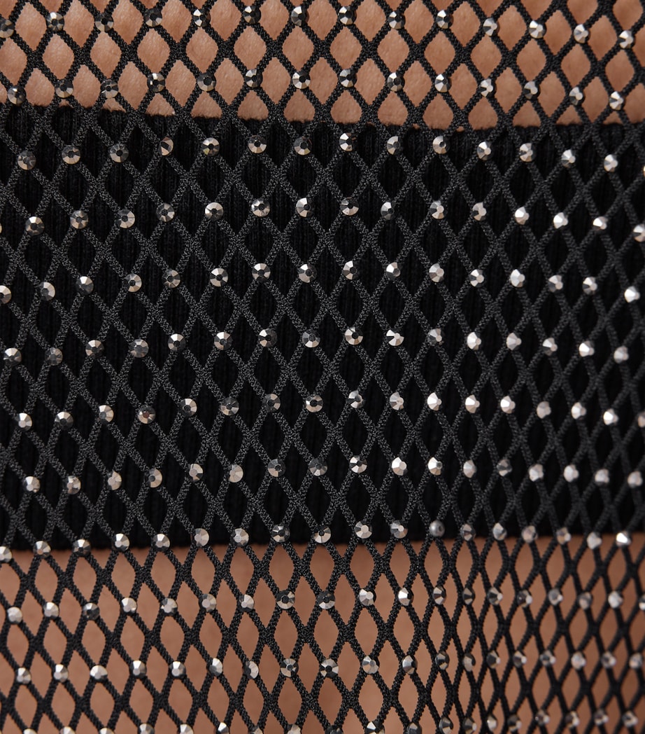 Mesh Embellished Calytrix Crop Top BLACK Image 7