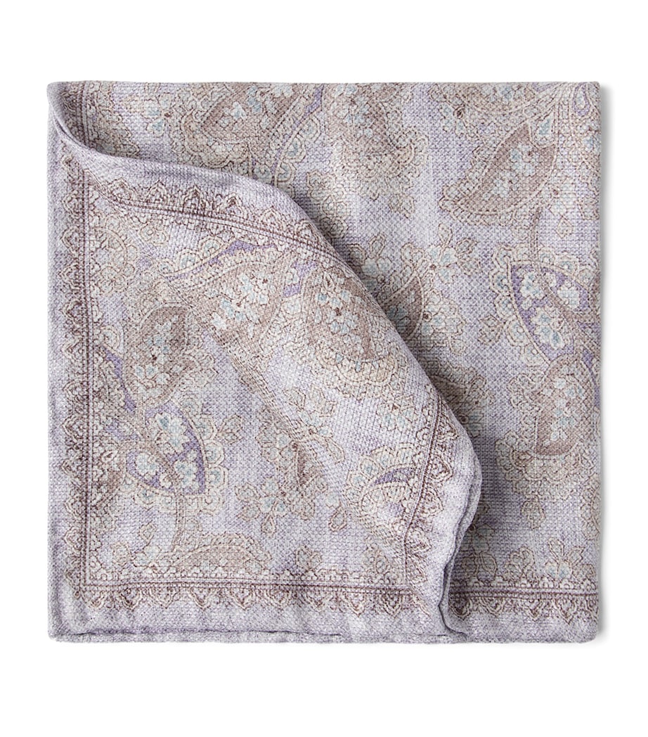 Double-Faced Linen-Silk Paisley Pocket Square