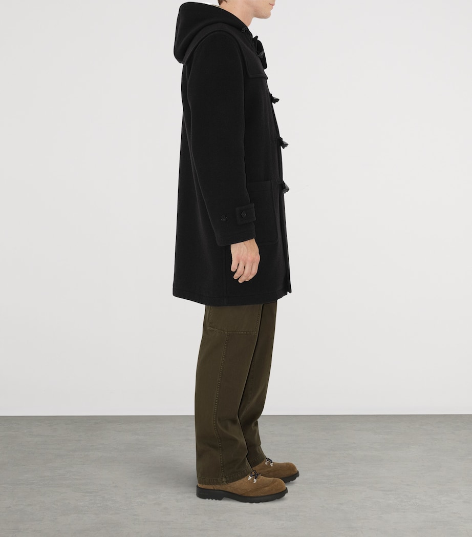 Wool Duffle Coat BLACK IP CHECK Image 3