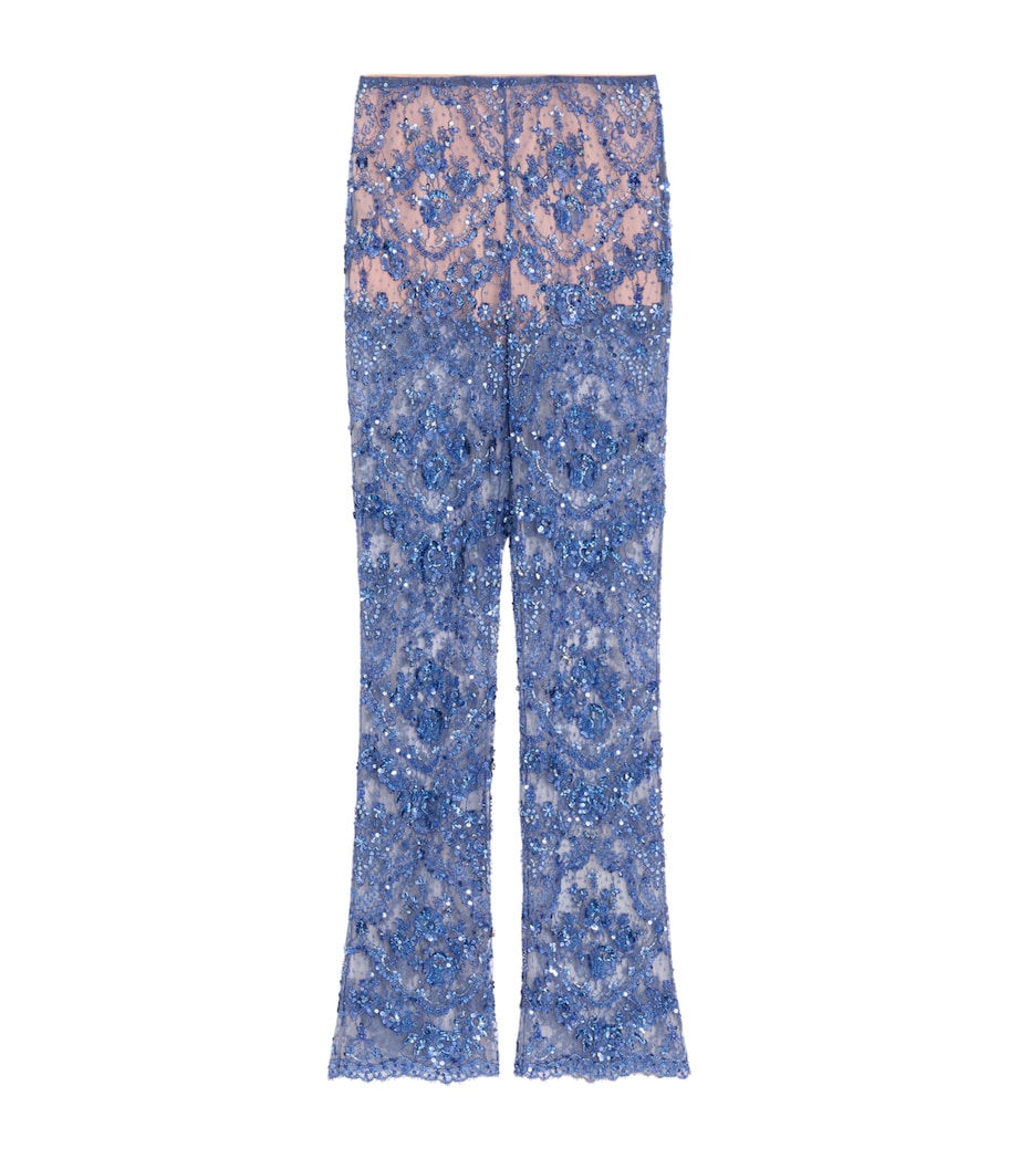 Valentino Womens Lace Sequinned Flared Trousers Image 1