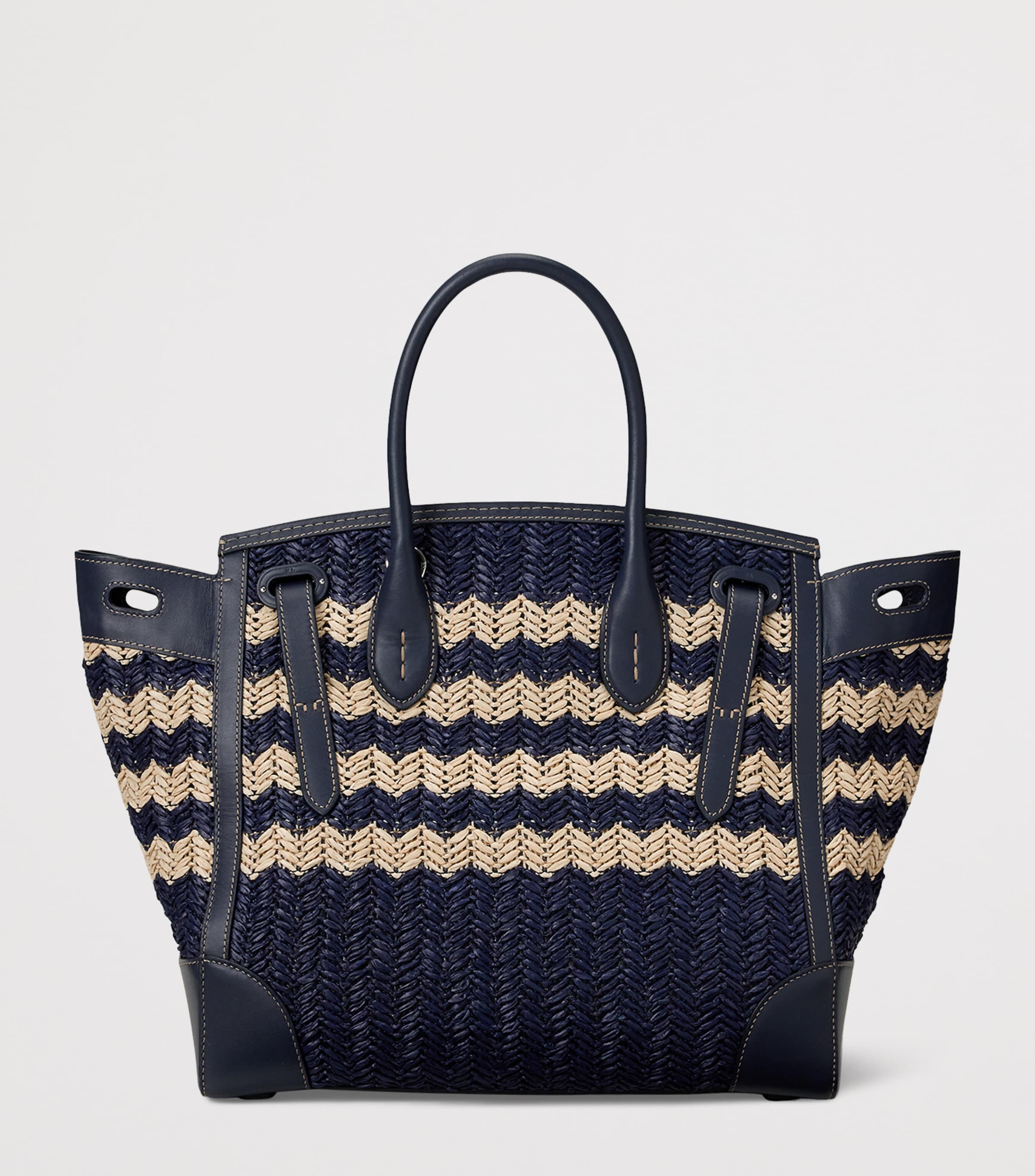 Straw Soft Ricky 33 Top-Handle Bag NAVY/NATURAL Image 3