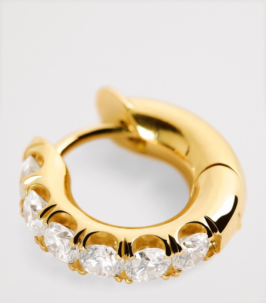 Yellow Gold and Pavé Diamond Macro Single Hoop Earring YELLOW GOLD Image 5