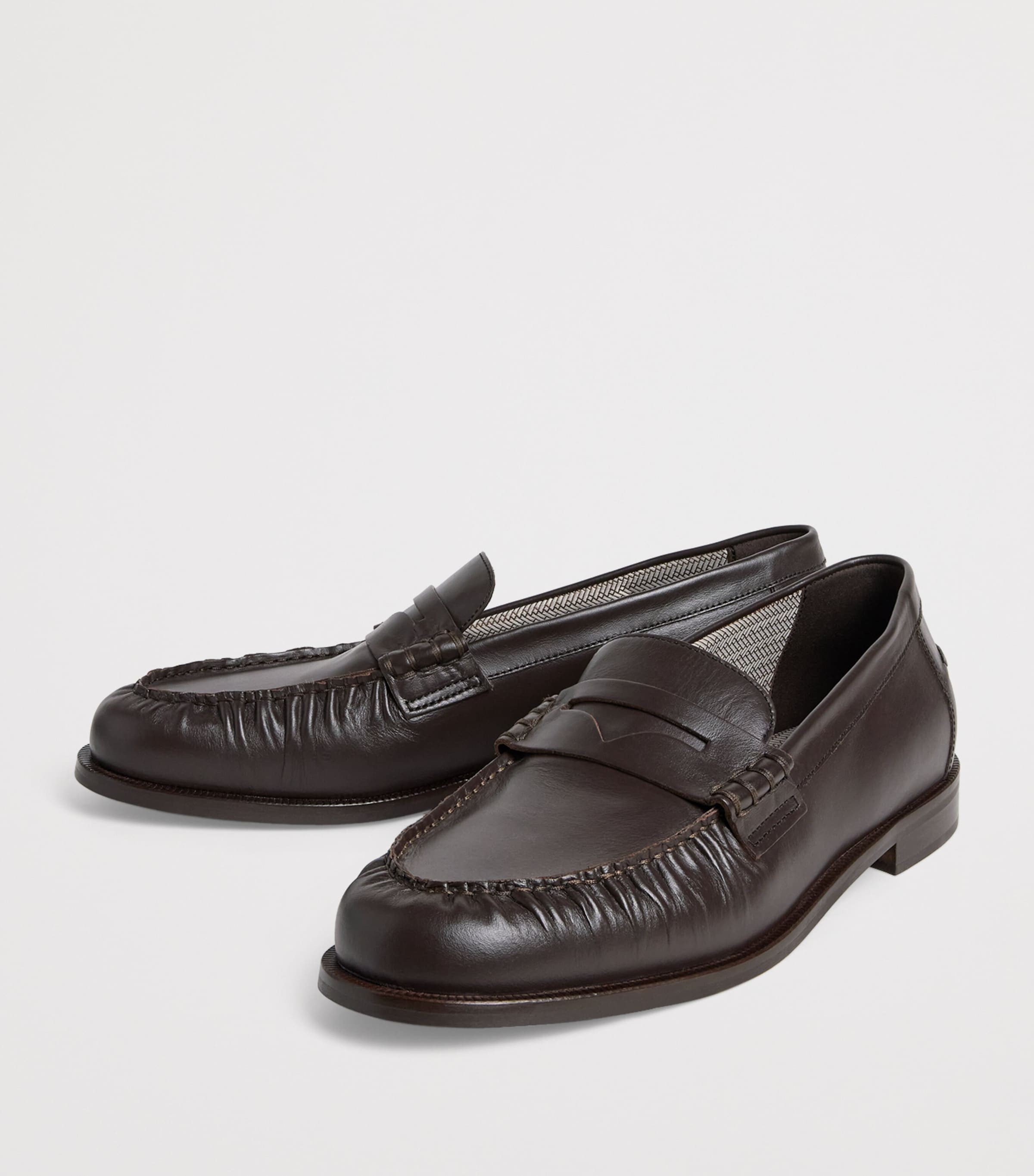 Emporio Armani Brown Leather Loafers | Harrods US