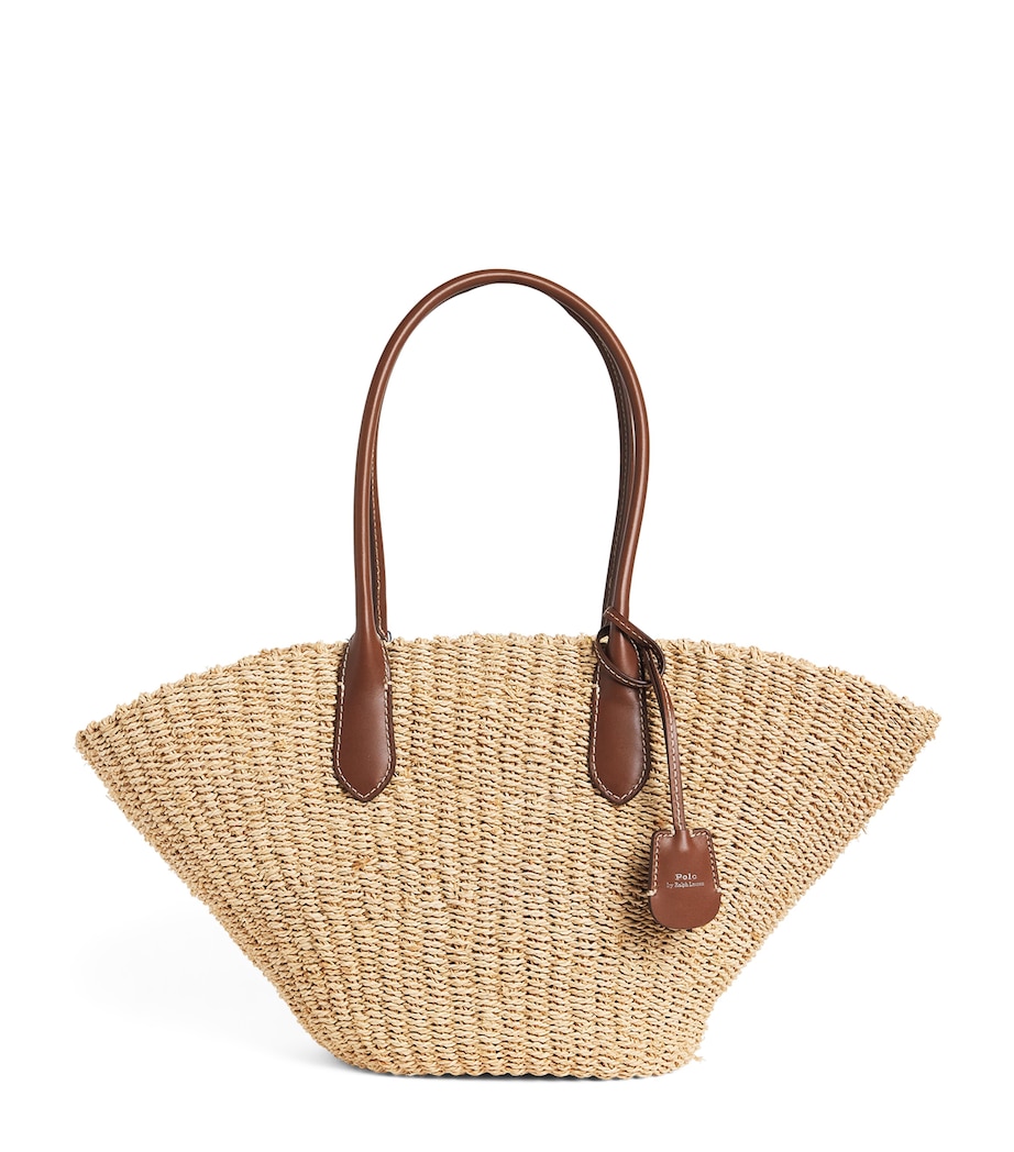 Polo Ralph Lauren Medium Raffia Tote Bag Natural/cuoio Image 1