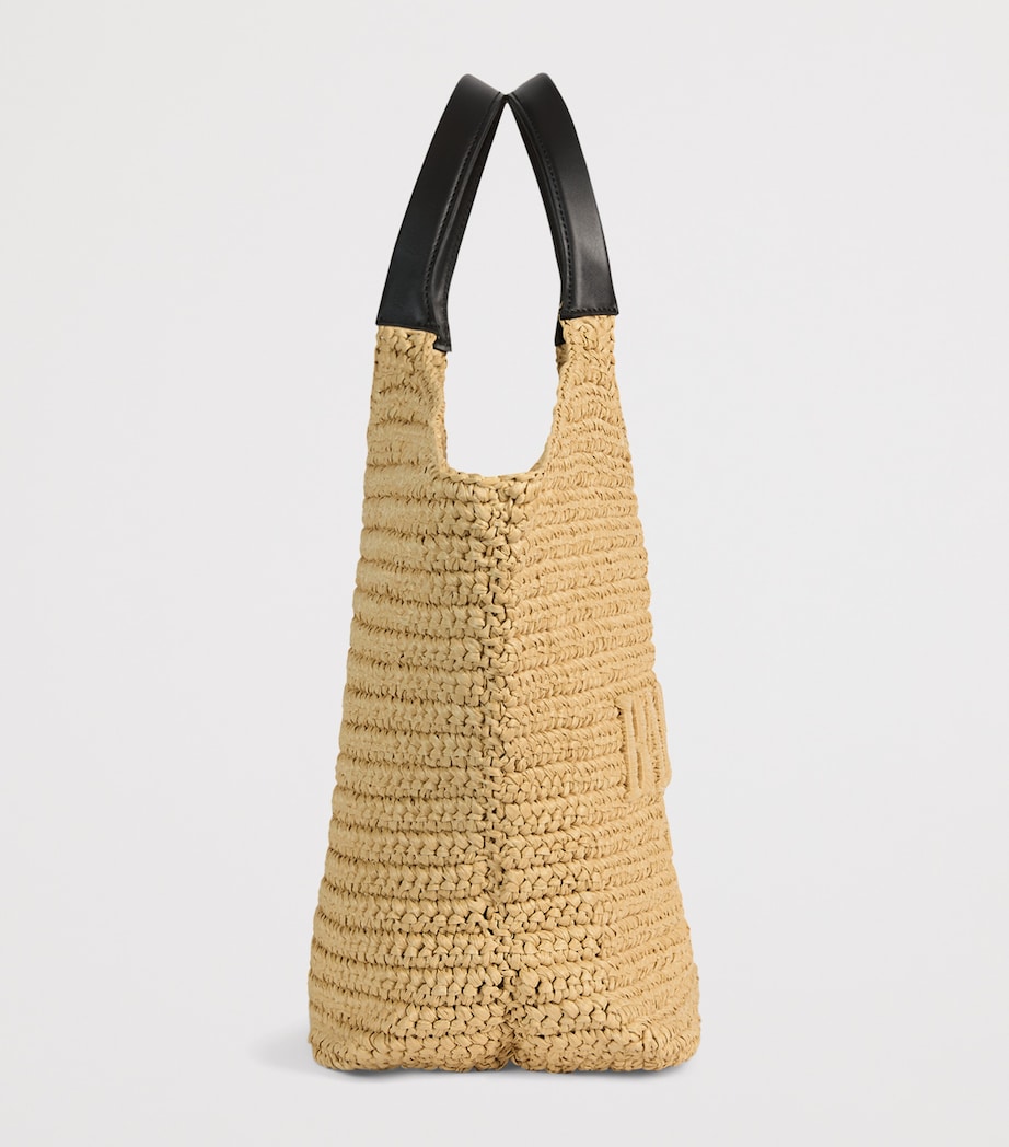 Balmain Faux Raffia Logo Tote Bag Naturel Image 4