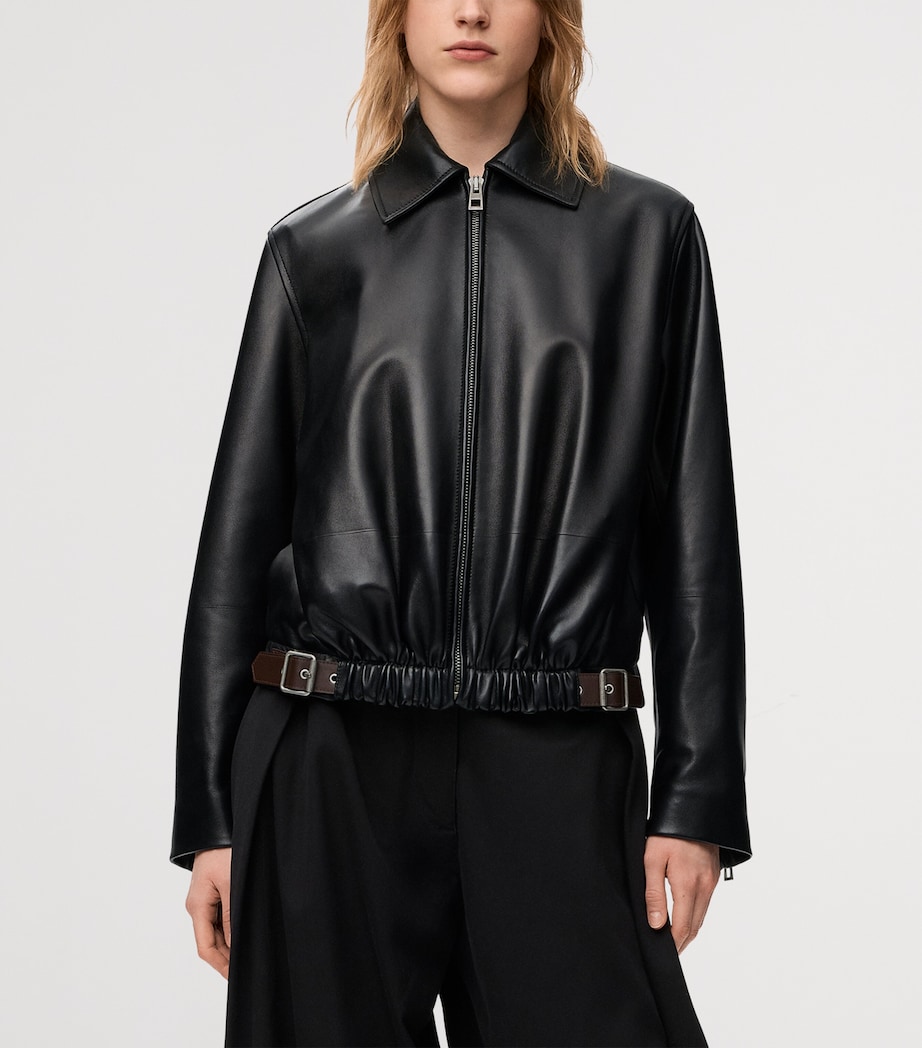Leather Buckled Shirt Jacket BLACK Image 3