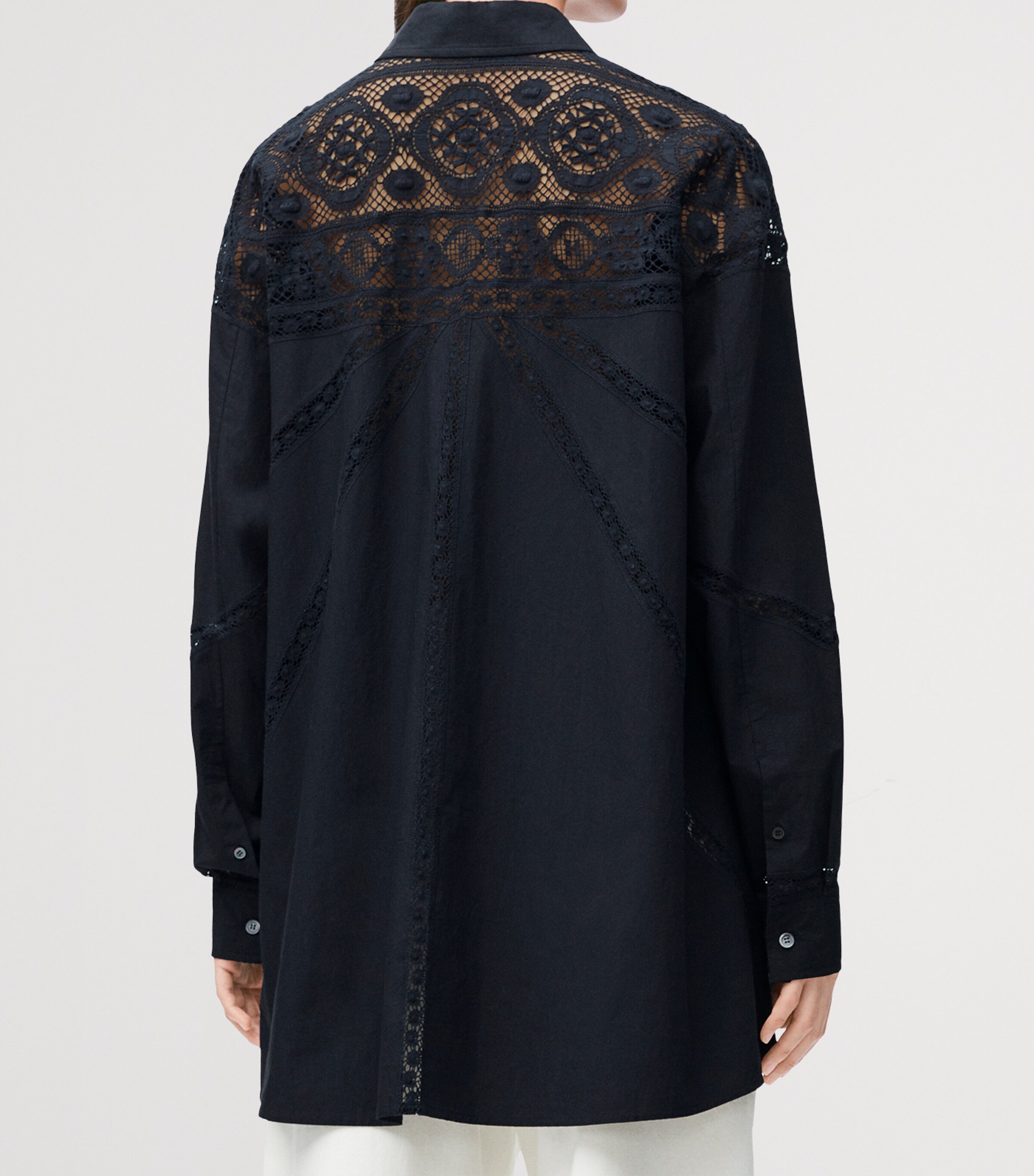 LOEWE Navy x Paula's Ibiza Cotton-Blend Lace Panelled Shirt