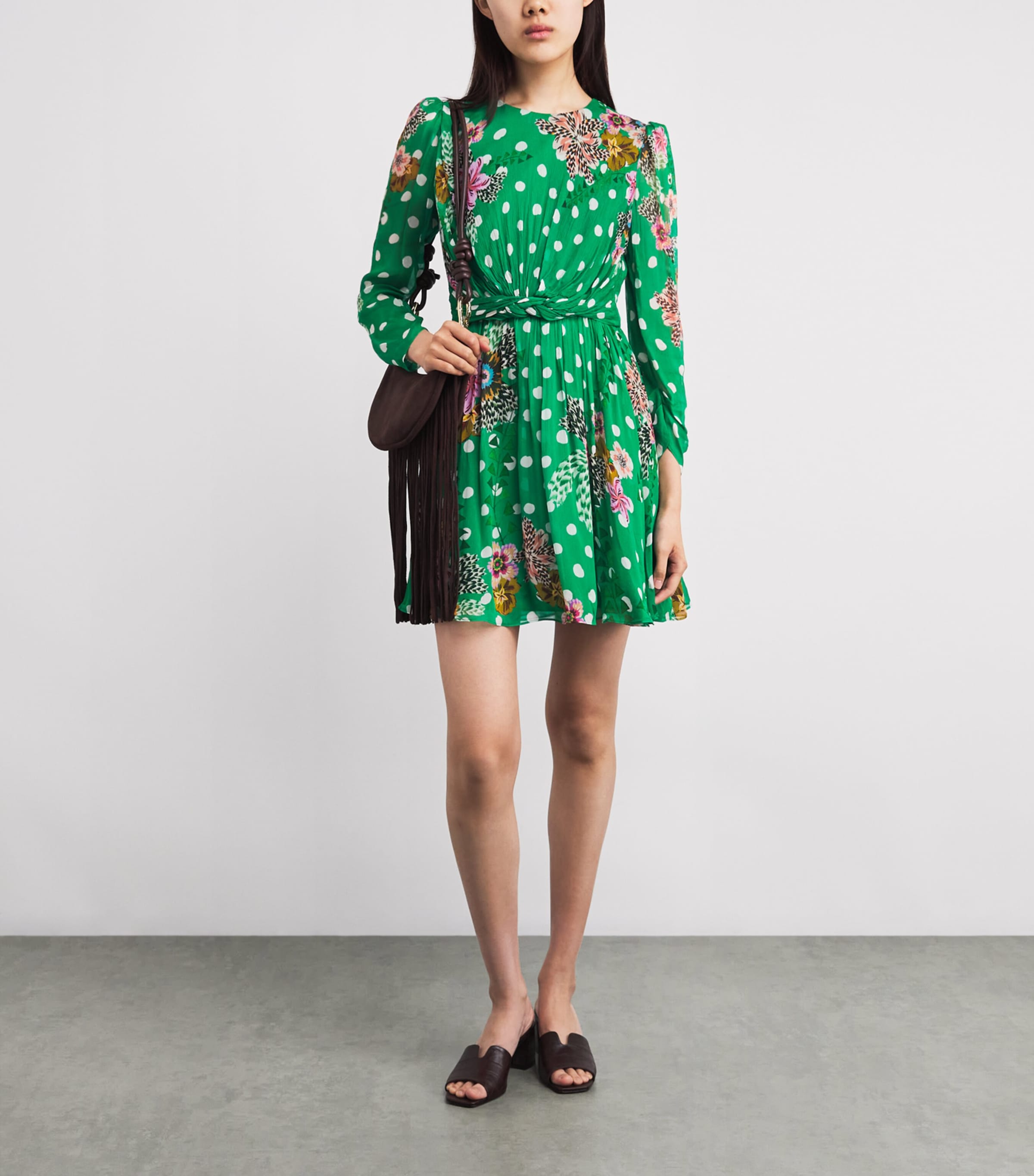 Saloni Womens Silk-Blend Blythe-B Mini Dress Clsia Grdn Plmt Image 2