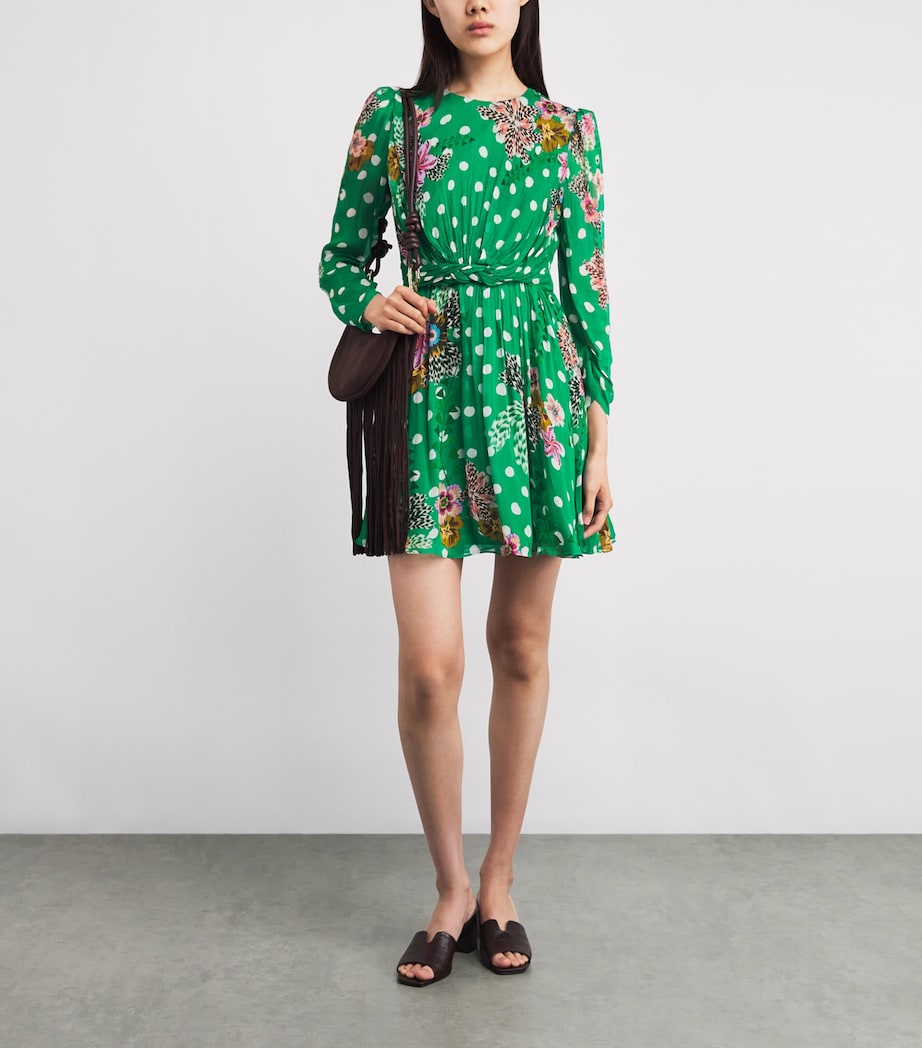 Saloni Womens Silk-Blend Blythe-B Mini Dress Clsia Grdn Plmt Image 2