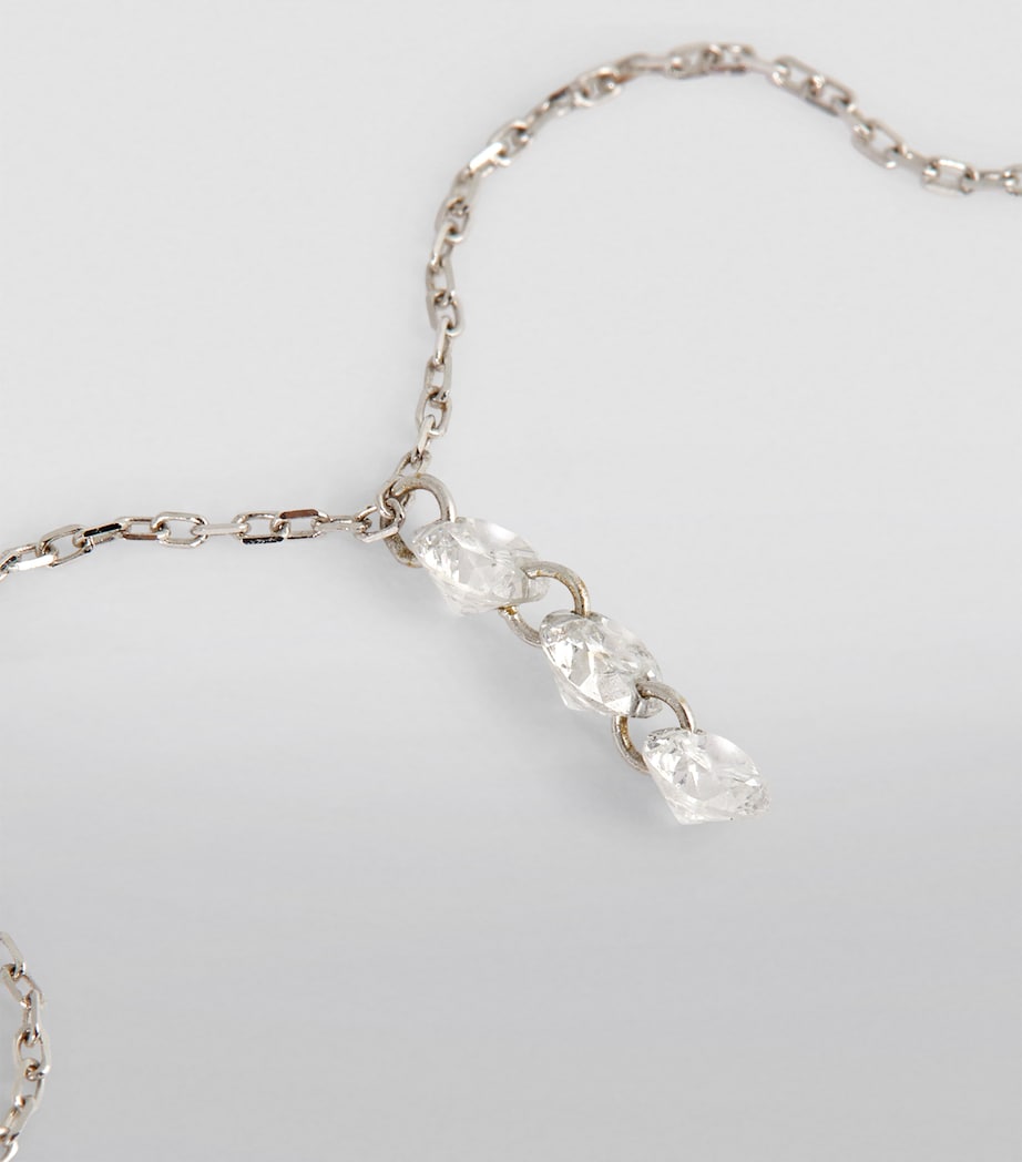 White Gold and Diamond 3-Stone Drop Danae Necklace WHITE GOLD Image 4