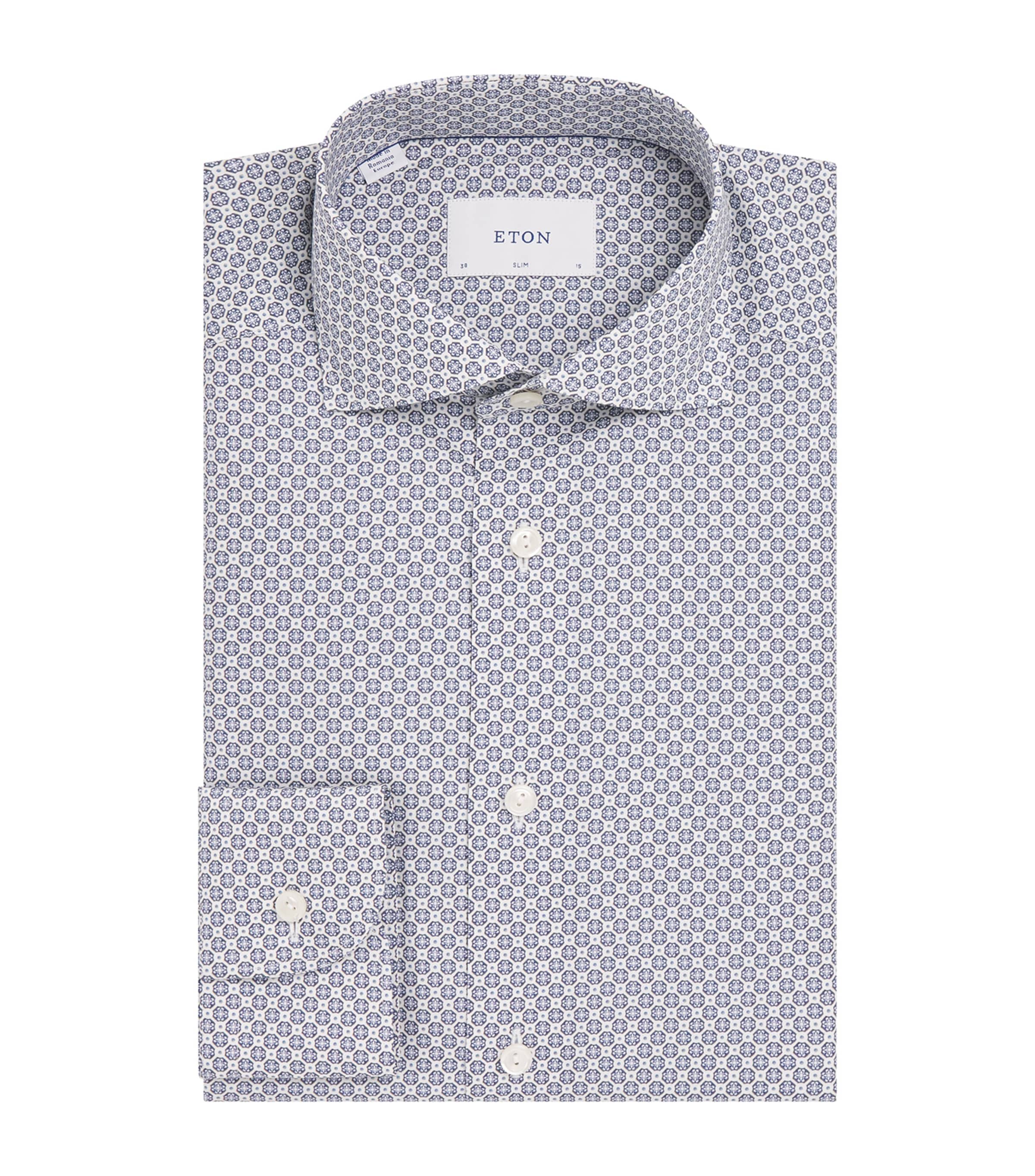 Eton Cotton Signature Twill Medallion Print Shirt In Gray