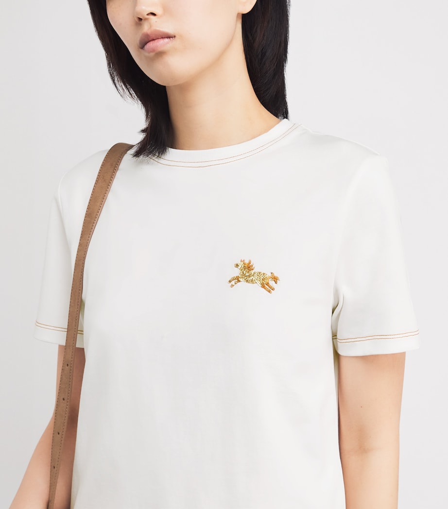 Sandro Paris Womens Cotton Embellished T-Shirt White Image 6