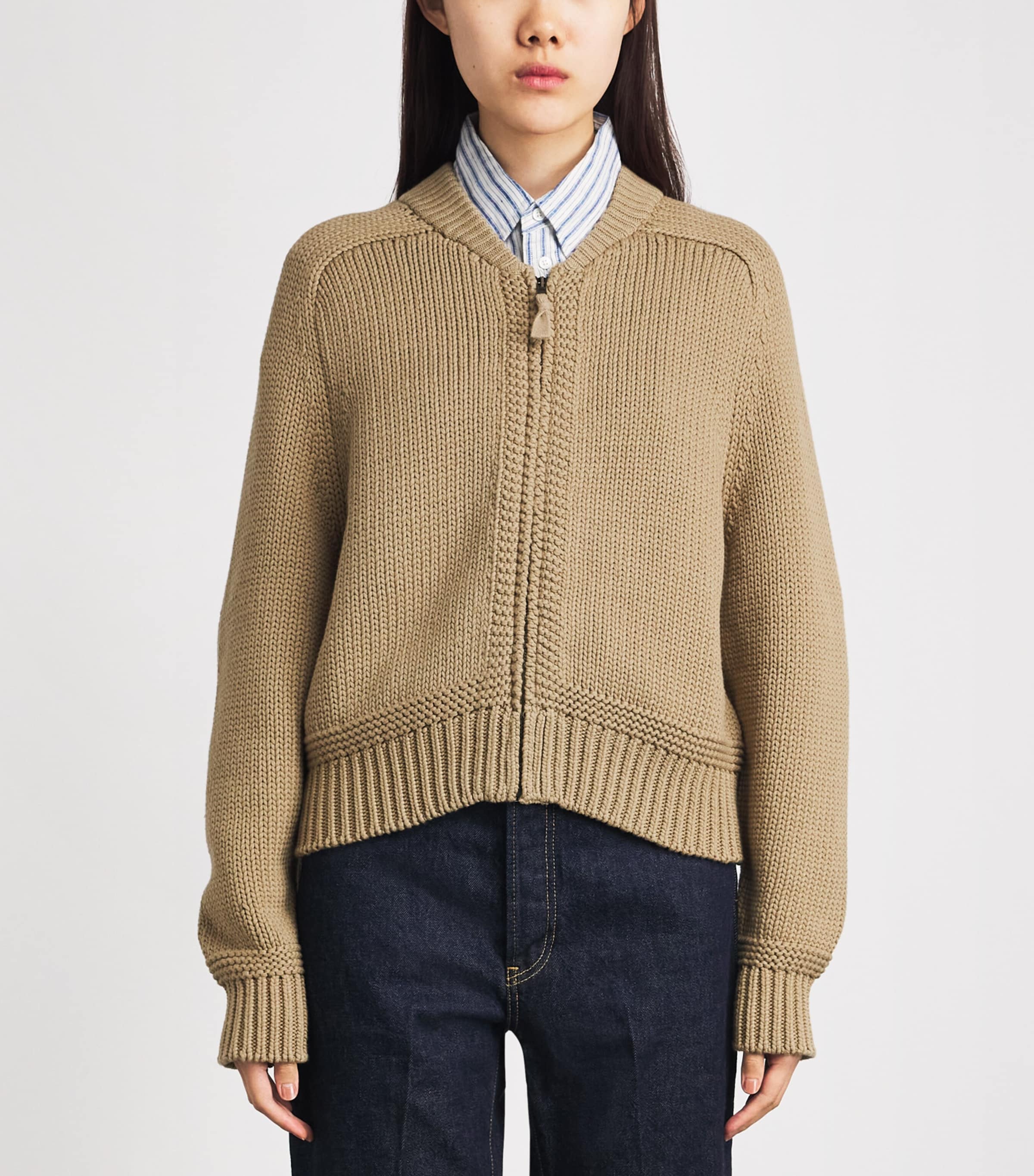 Polo Ralph Lauren Womens Zip-Up Sweater Desert Khaki Image 4